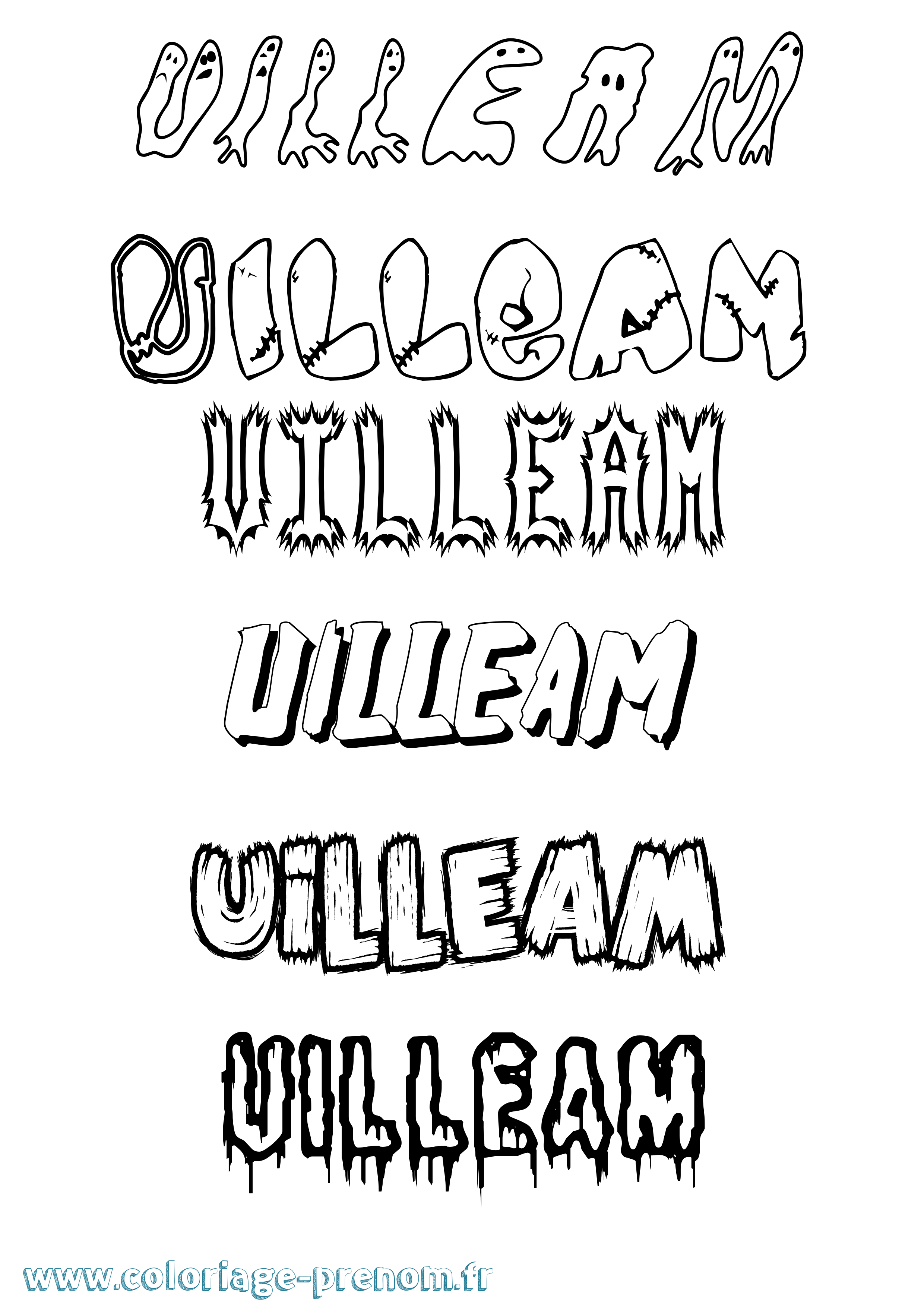 Coloriage prénom Uilleam Frisson