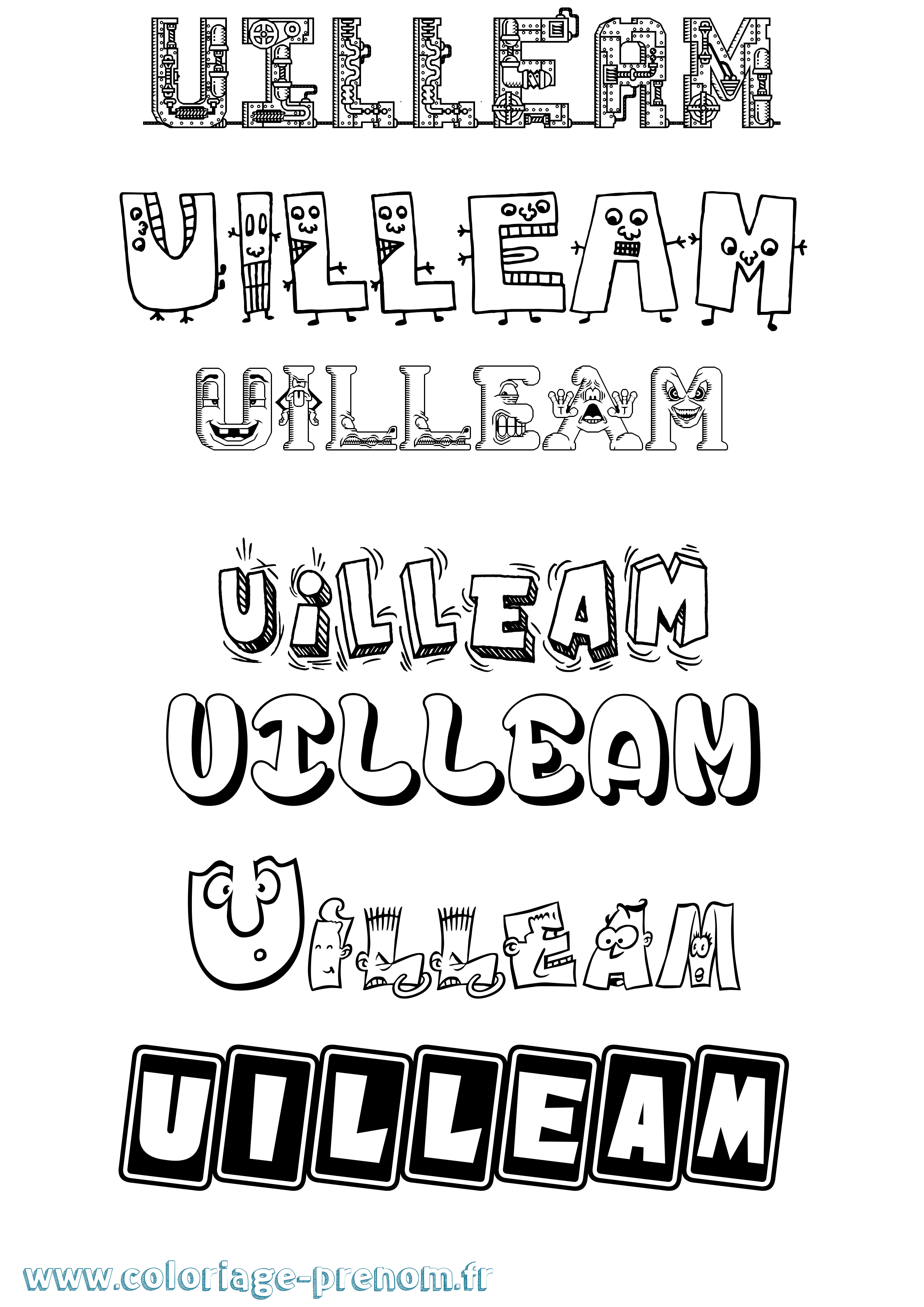 Coloriage prénom Uilleam Fun