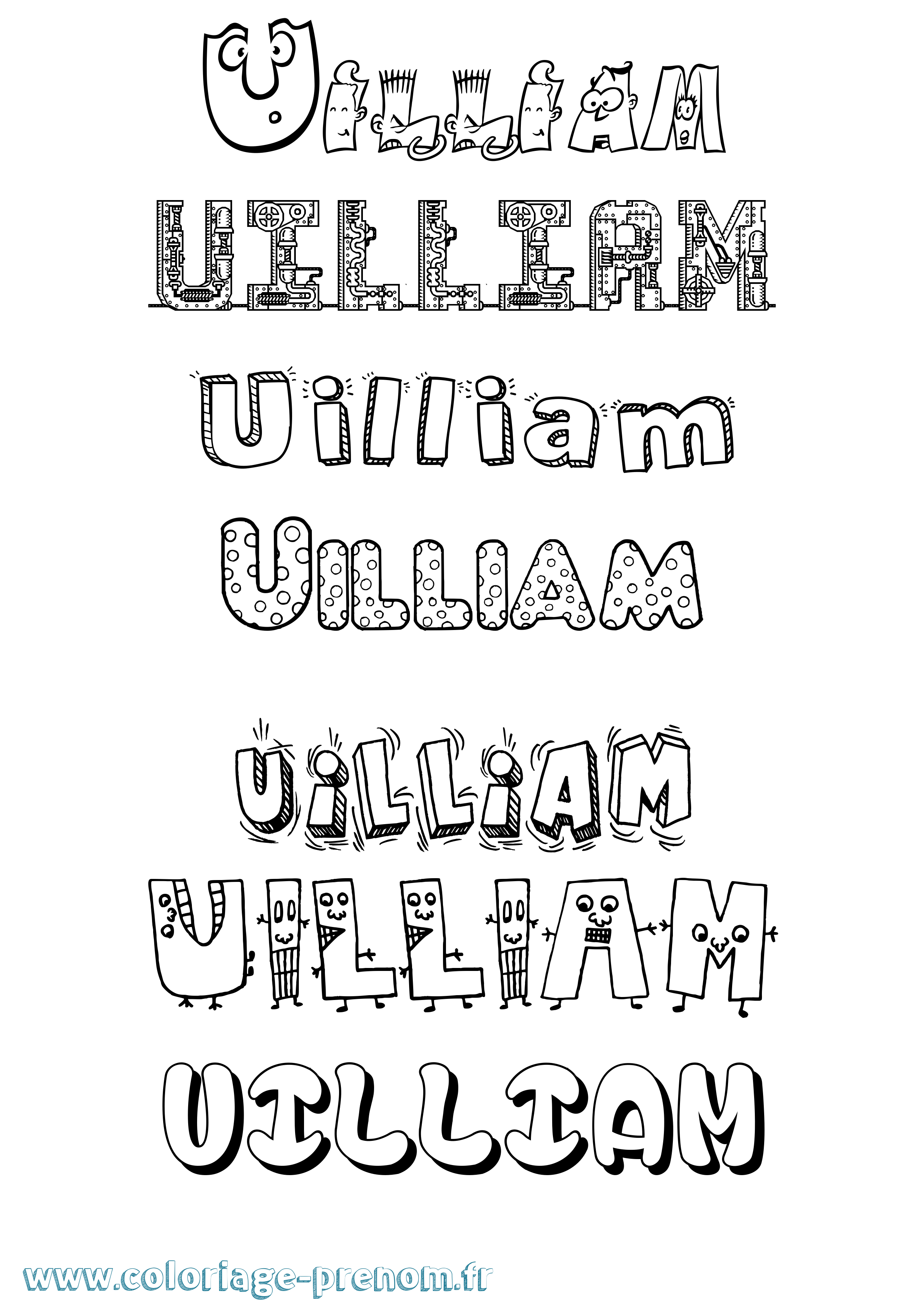 Coloriage prénom Uilliam Fun