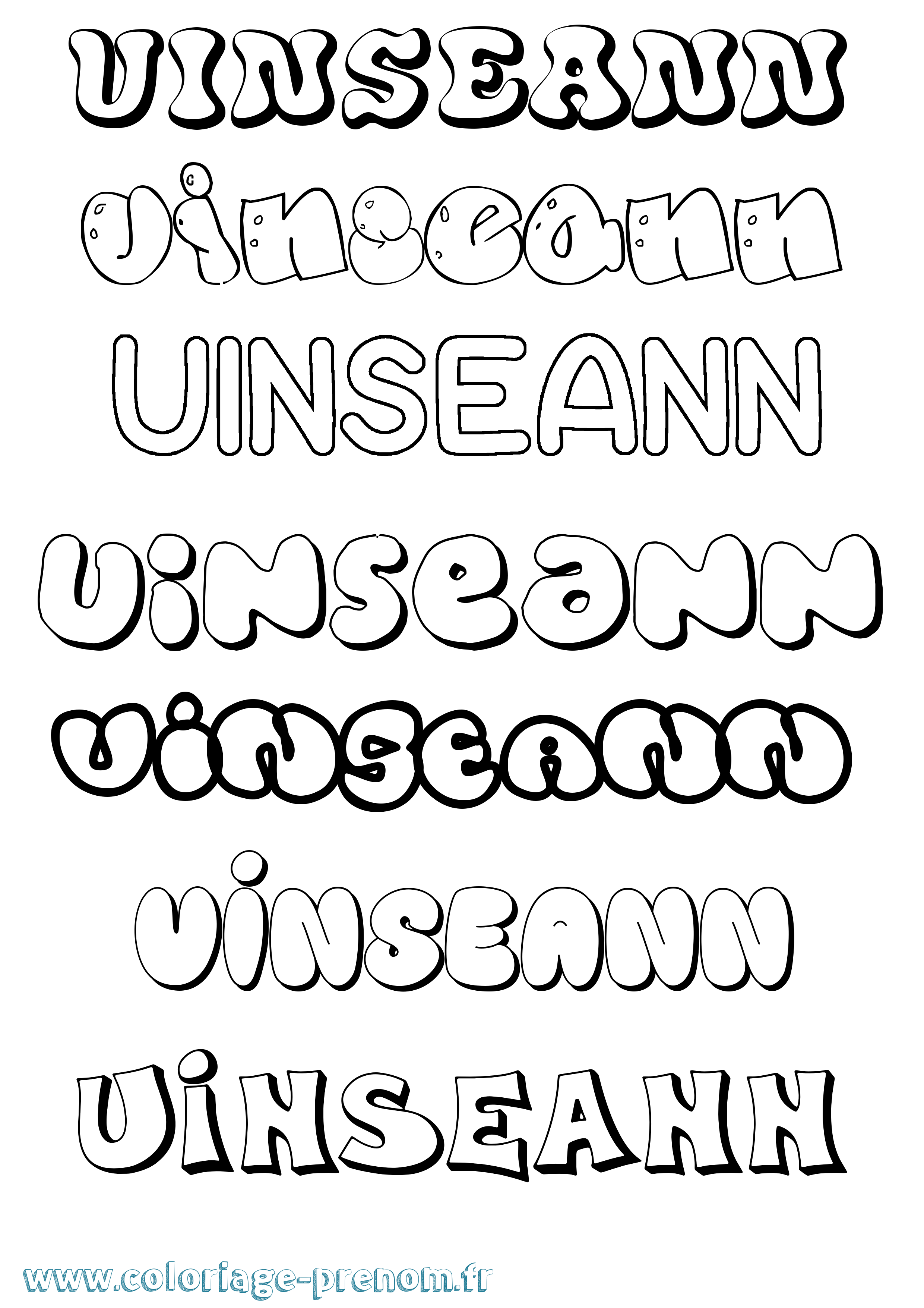 Coloriage Uinseann Bubble Coloriage prénom Uinseann Bubble