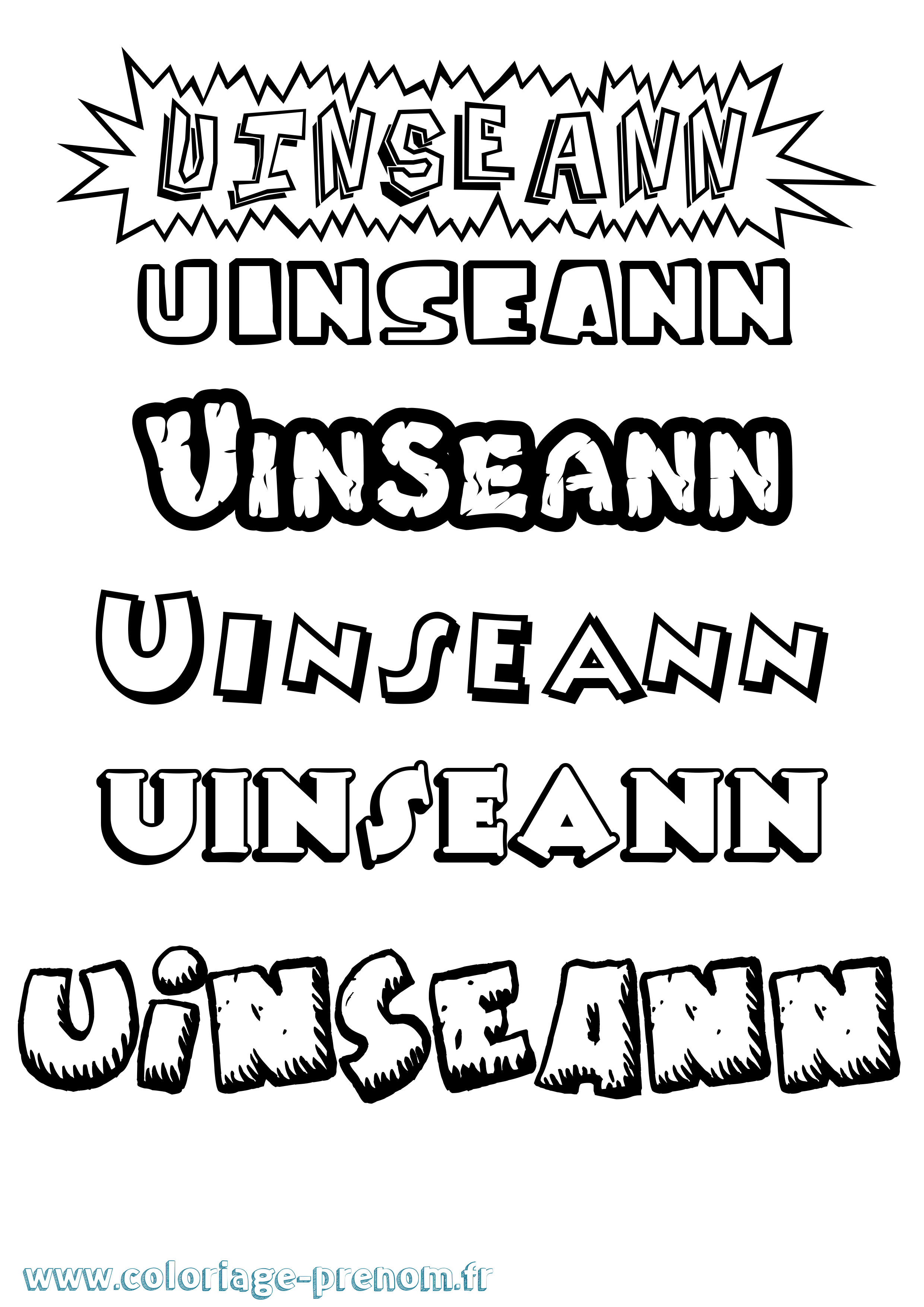 Coloriage Uinseann Dessin Animé Coloriage prénom Uinseann Dessin Animé