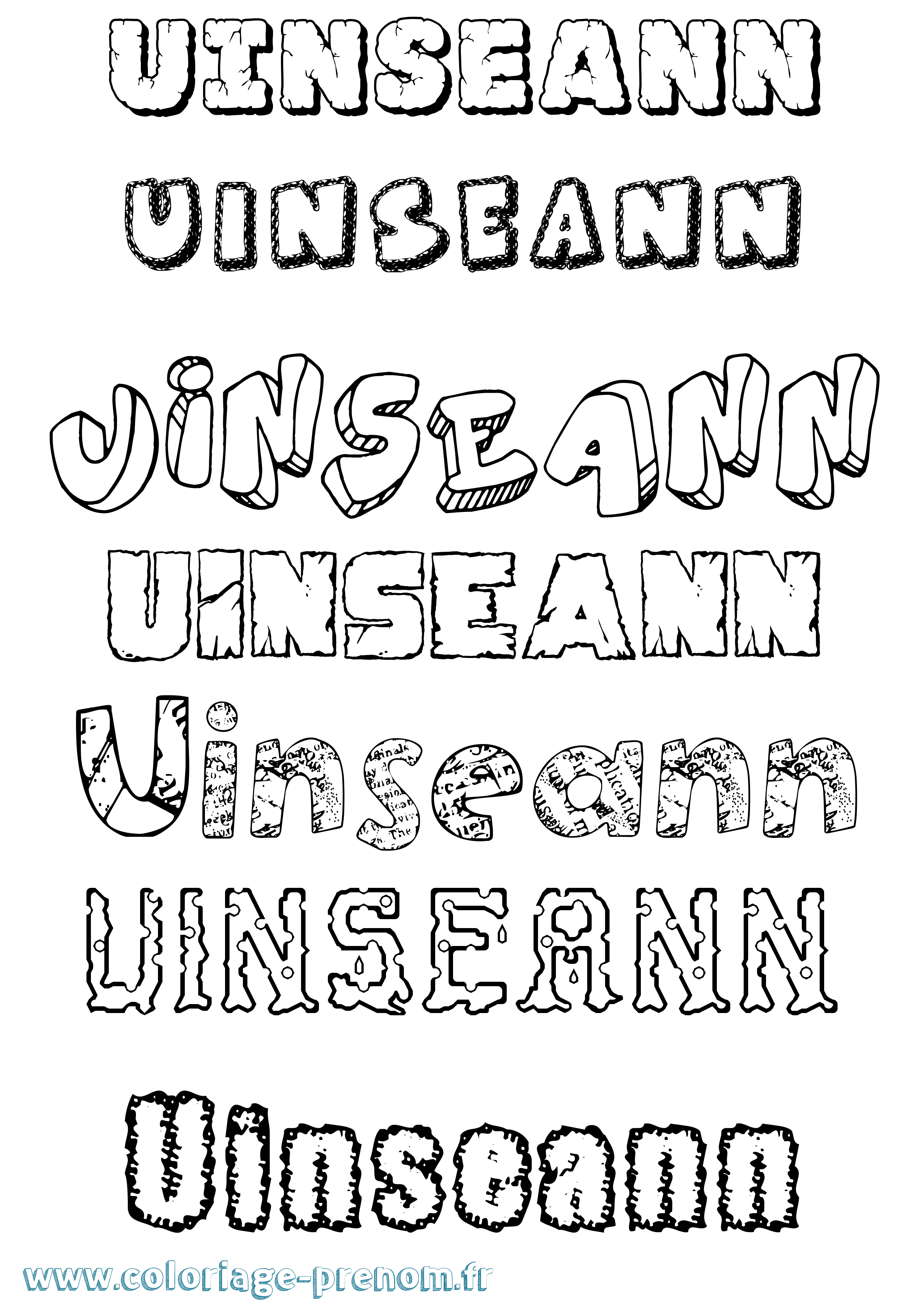 Coloriage Uinseann Destructuré Coloriage prénom Uinseann Destructuré