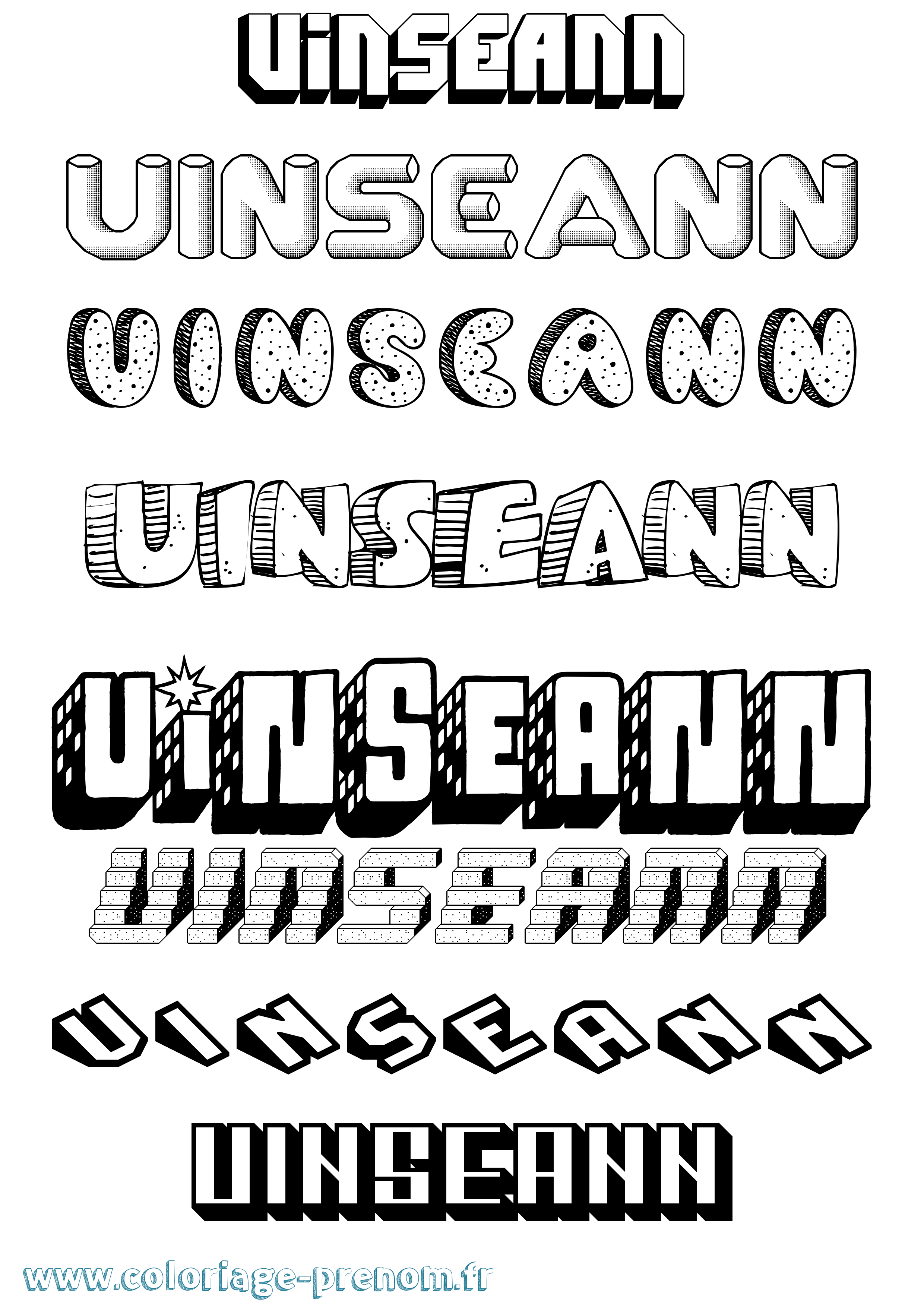 Coloriage Uinseann Effet 3D Coloriage prénom Uinseann Effet 3D