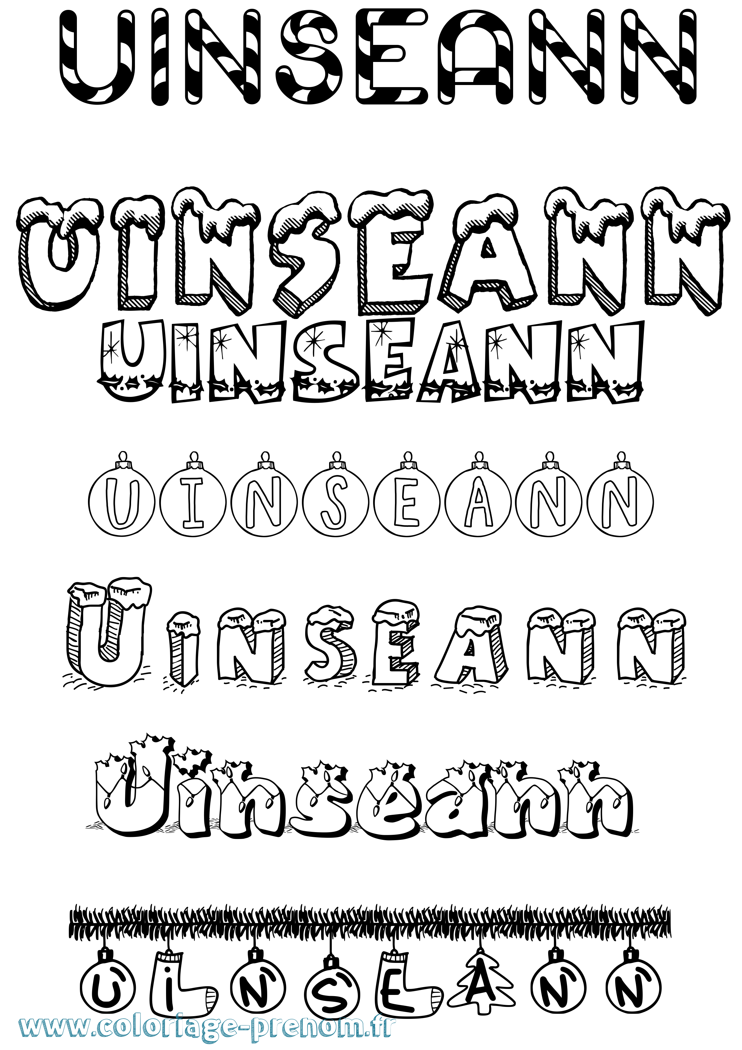 Coloriage Uinseann Noël Coloriage prénom Uinseann Noël