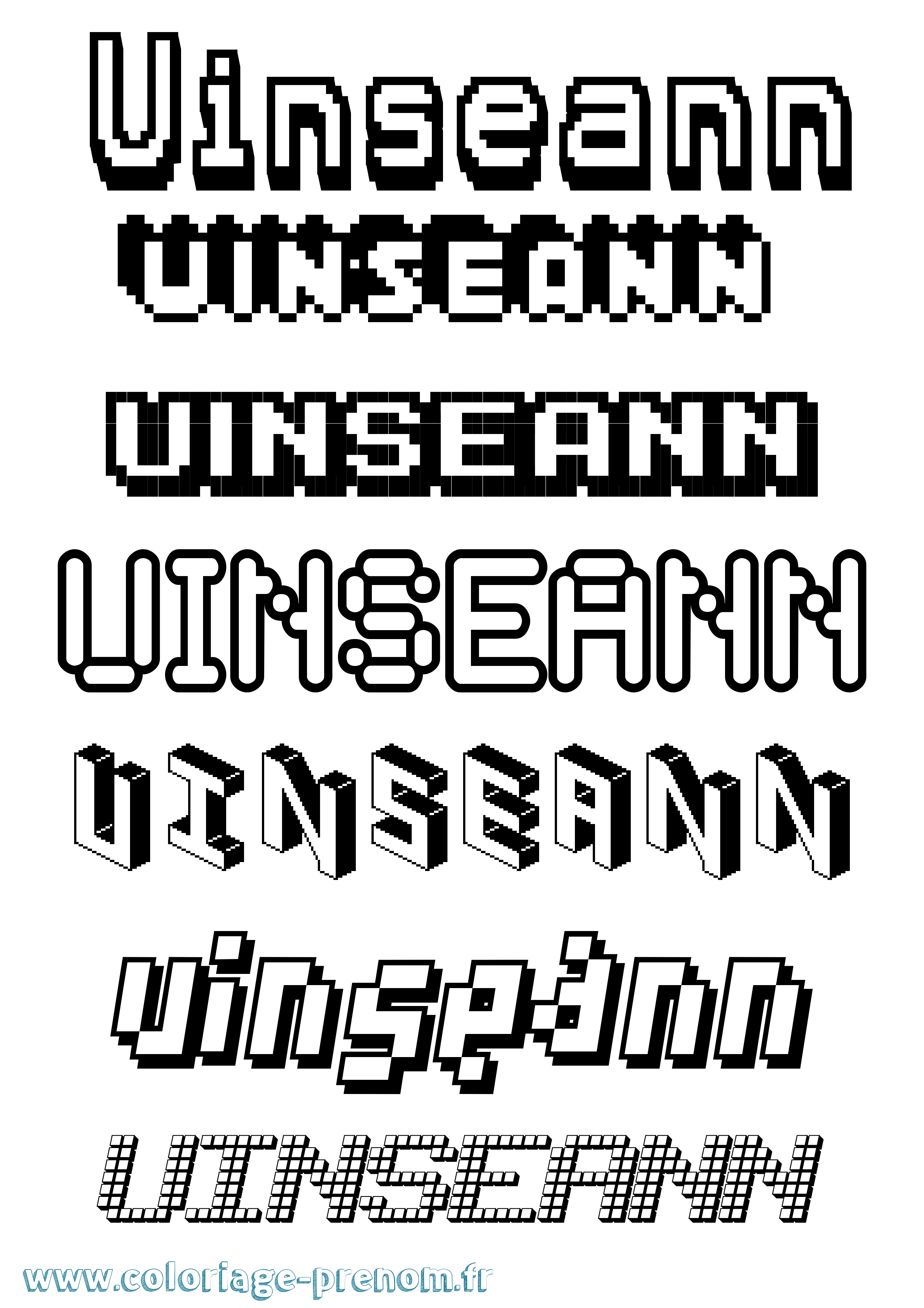 Coloriage Uinseann Pixel Coloriage prénom Uinseann Pixel