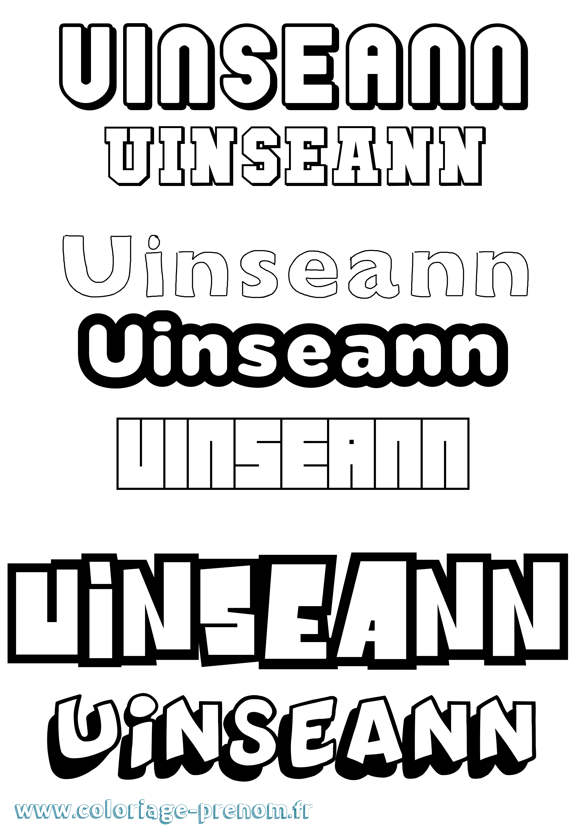 Coloriage Uinseann Simple Coloriage prénom Uinseann Simple