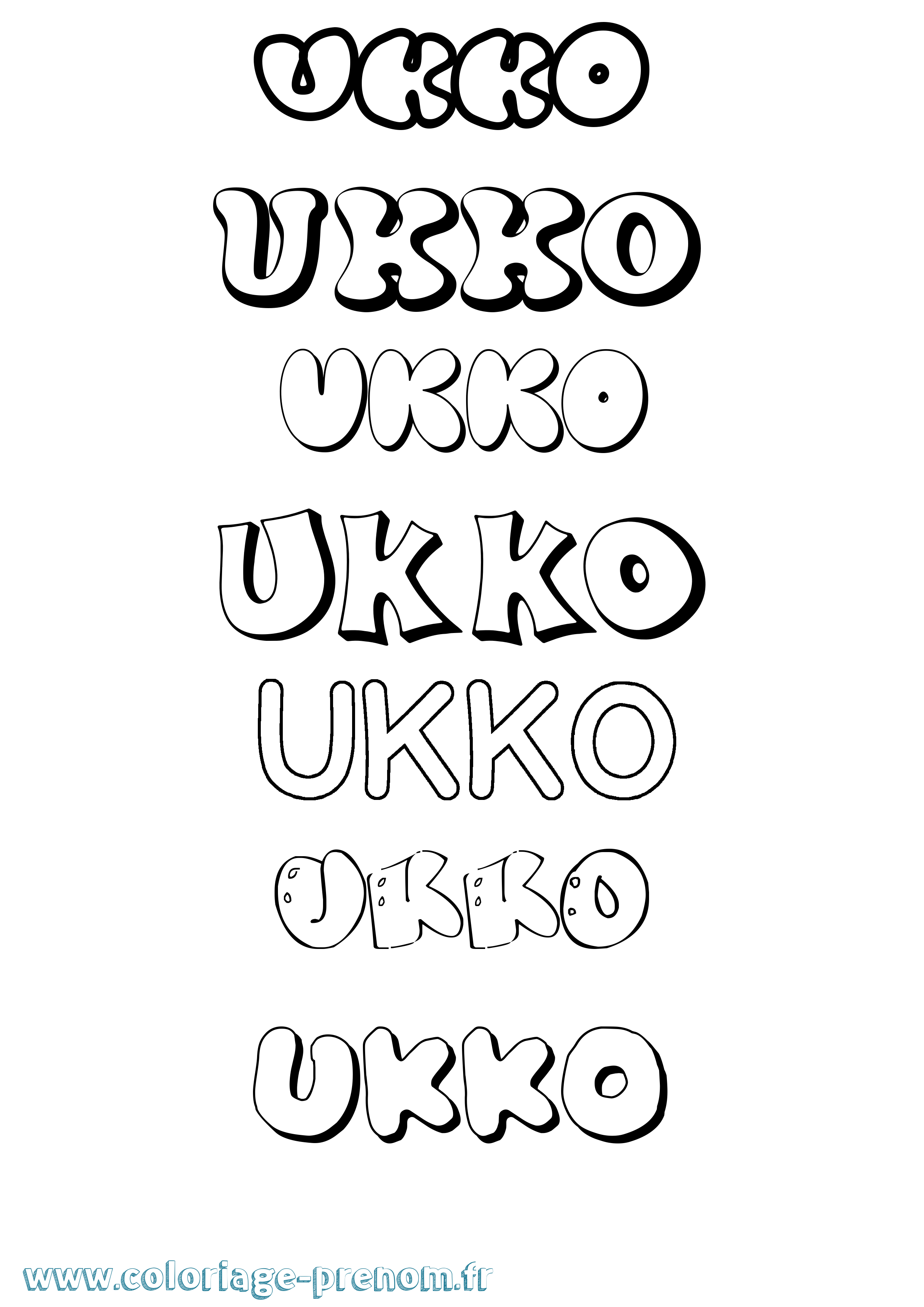 Coloriage prénom Ukko Bubble