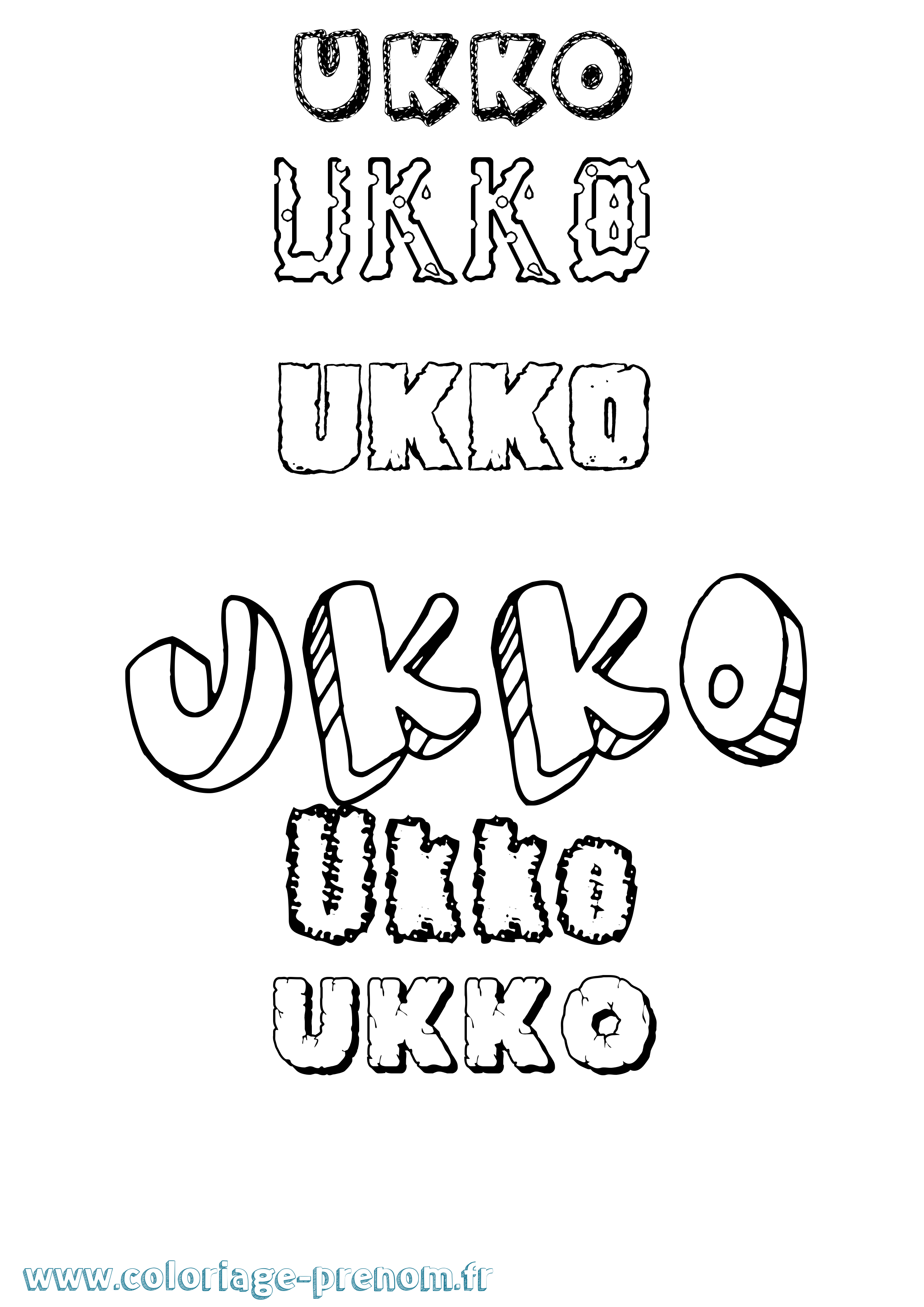 Coloriage prénom Ukko Destructuré