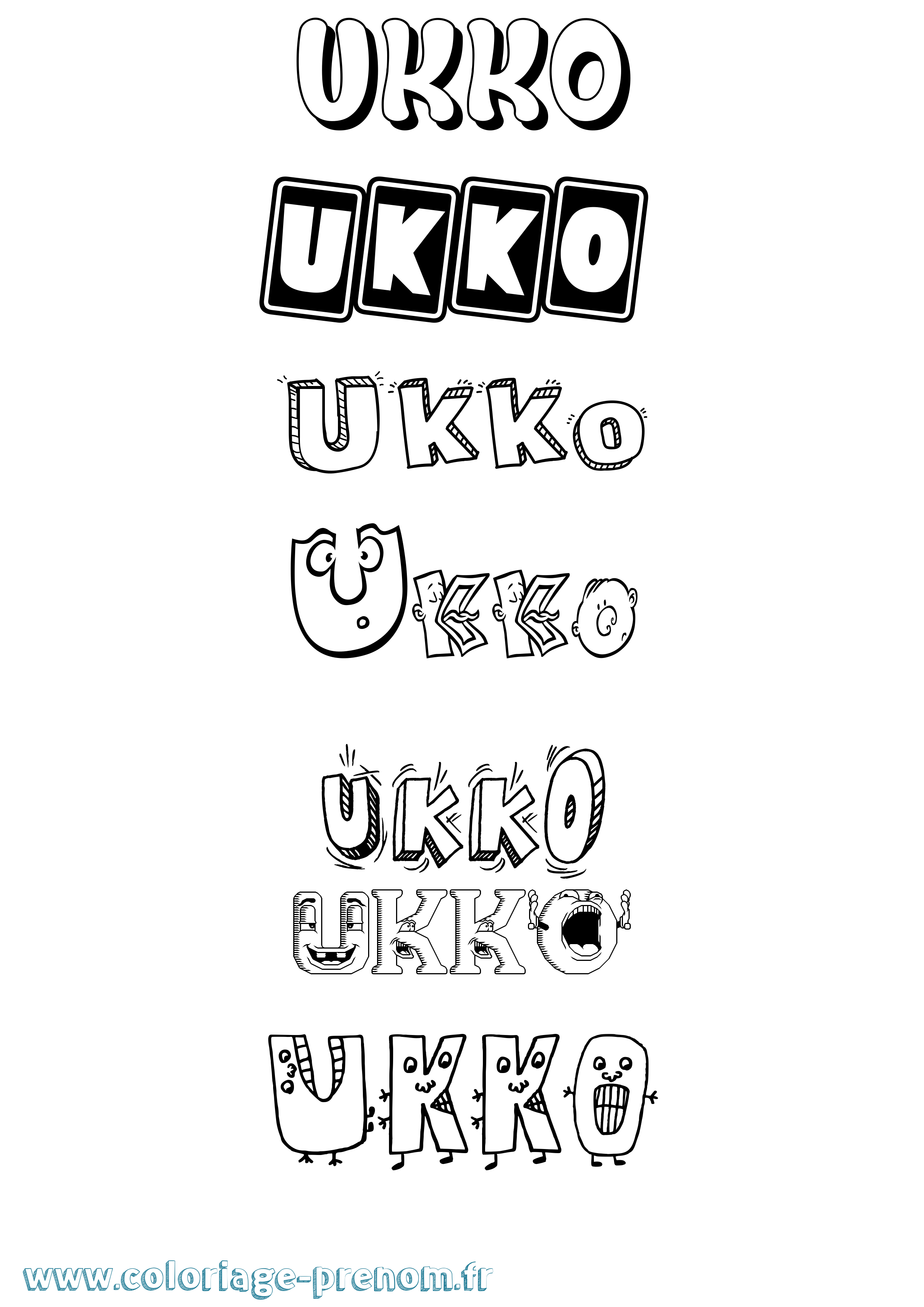 Coloriage prénom Ukko Fun