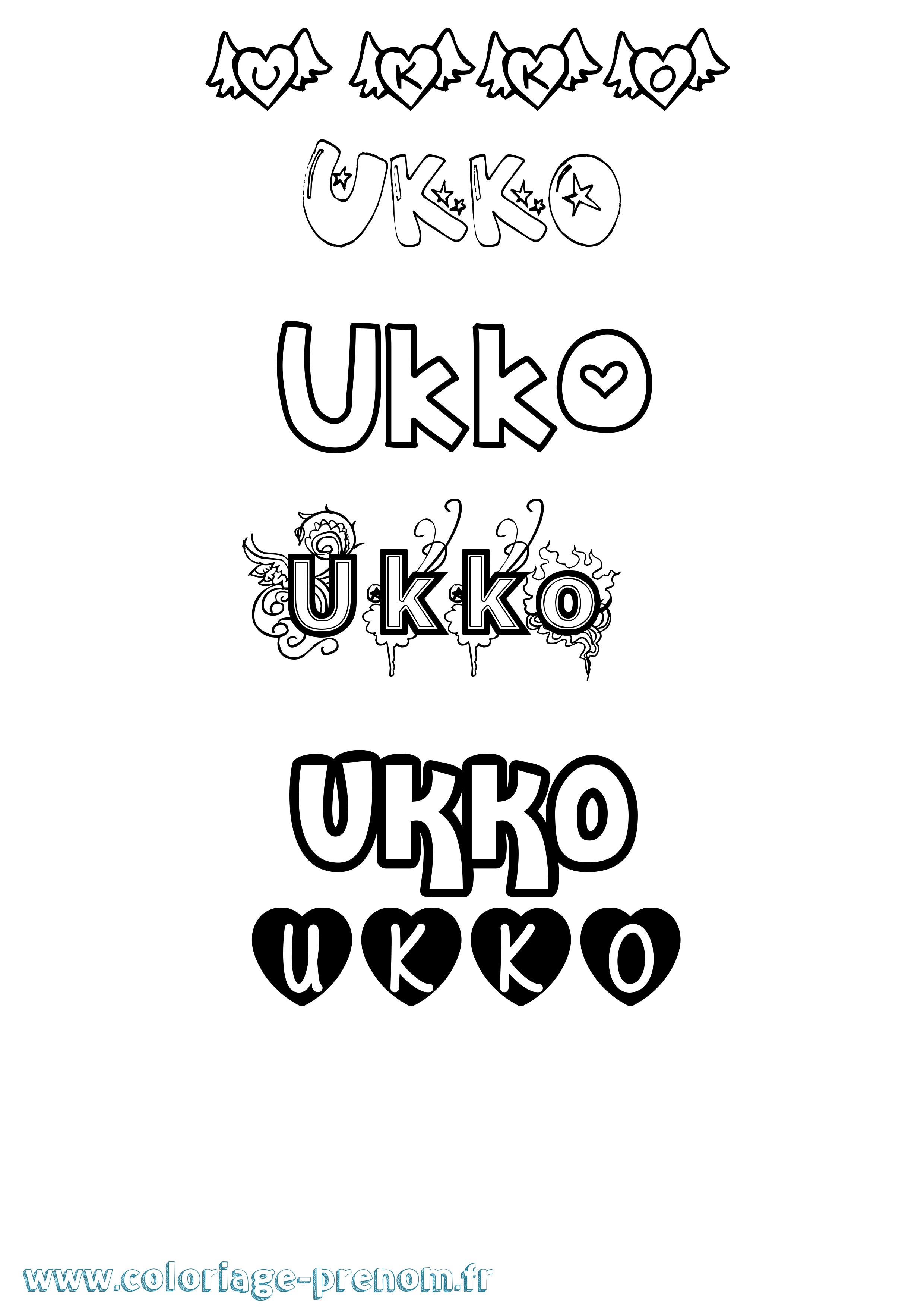 Coloriage prénom Ukko Girly