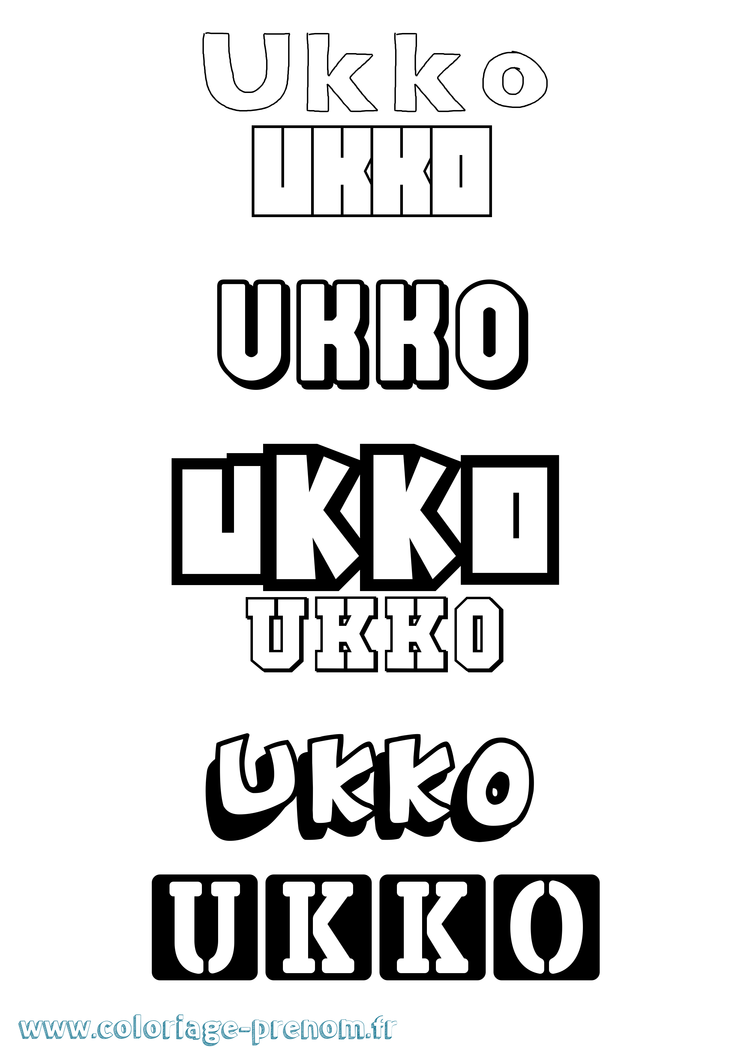 Coloriage prénom Ukko Simple
