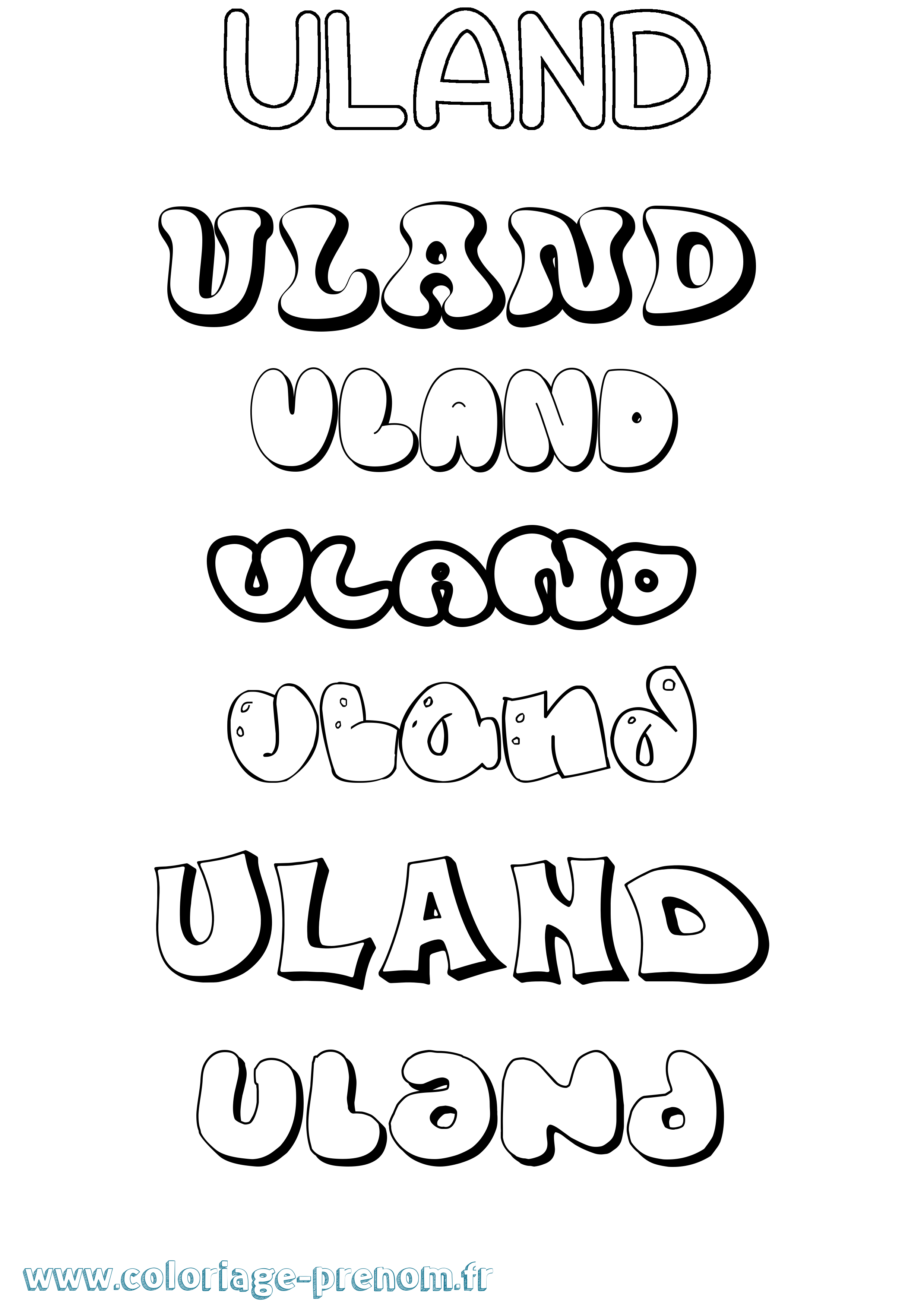 Coloriage prénom Uland Bubble