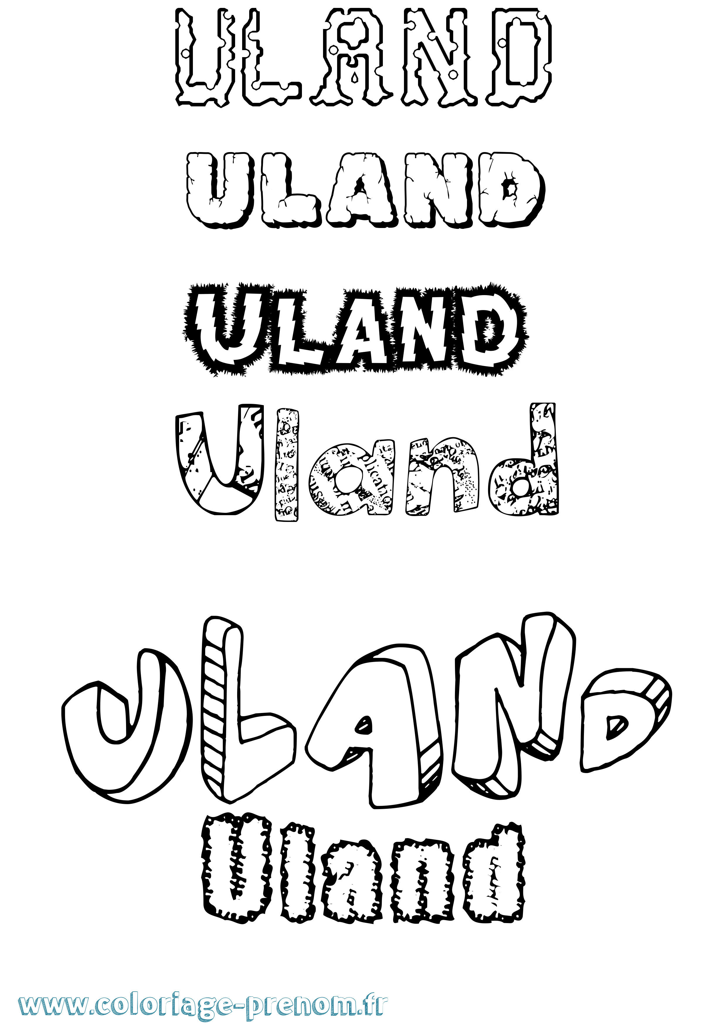 Coloriage prénom Uland Destructuré