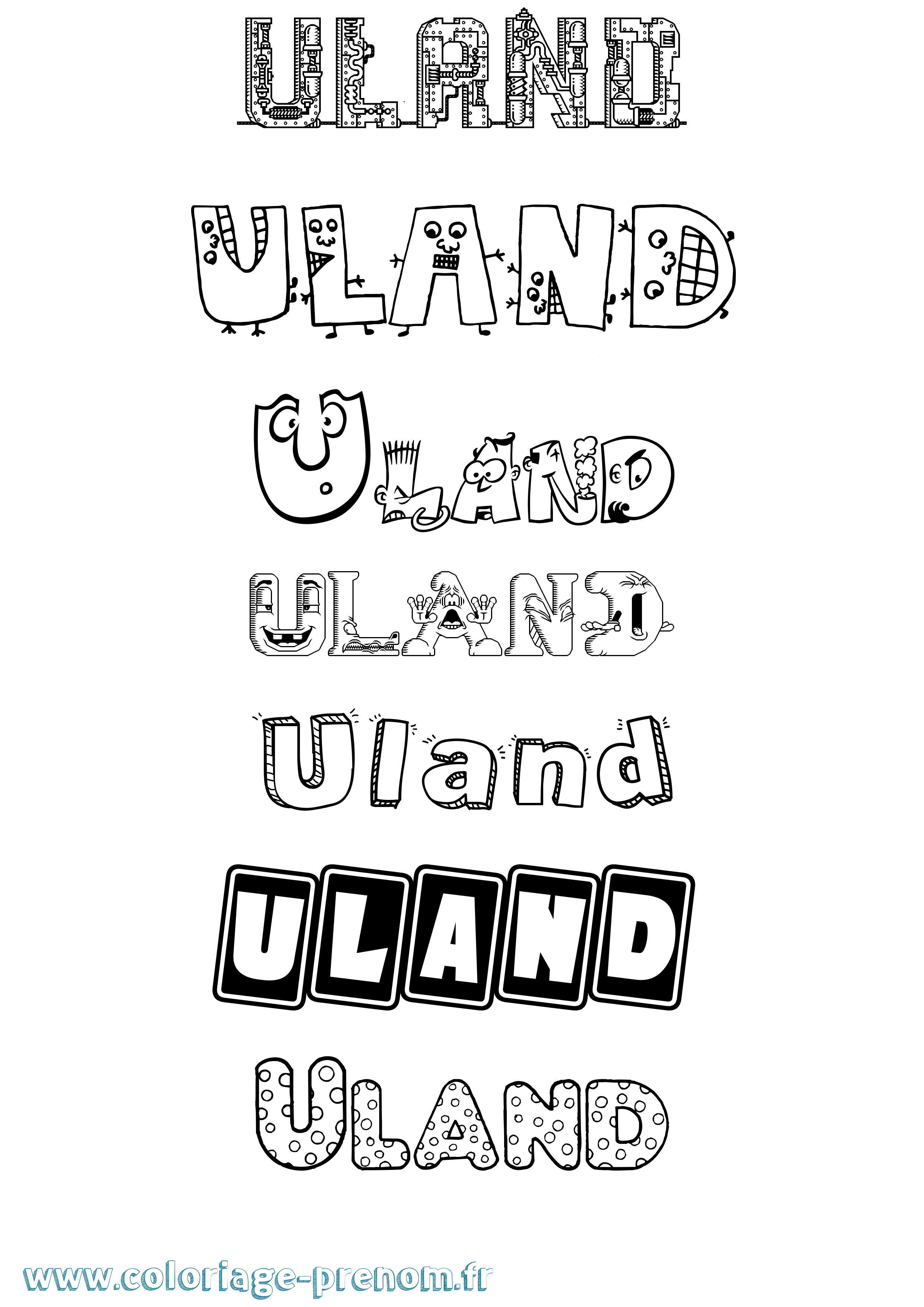 Coloriage prénom Uland Fun