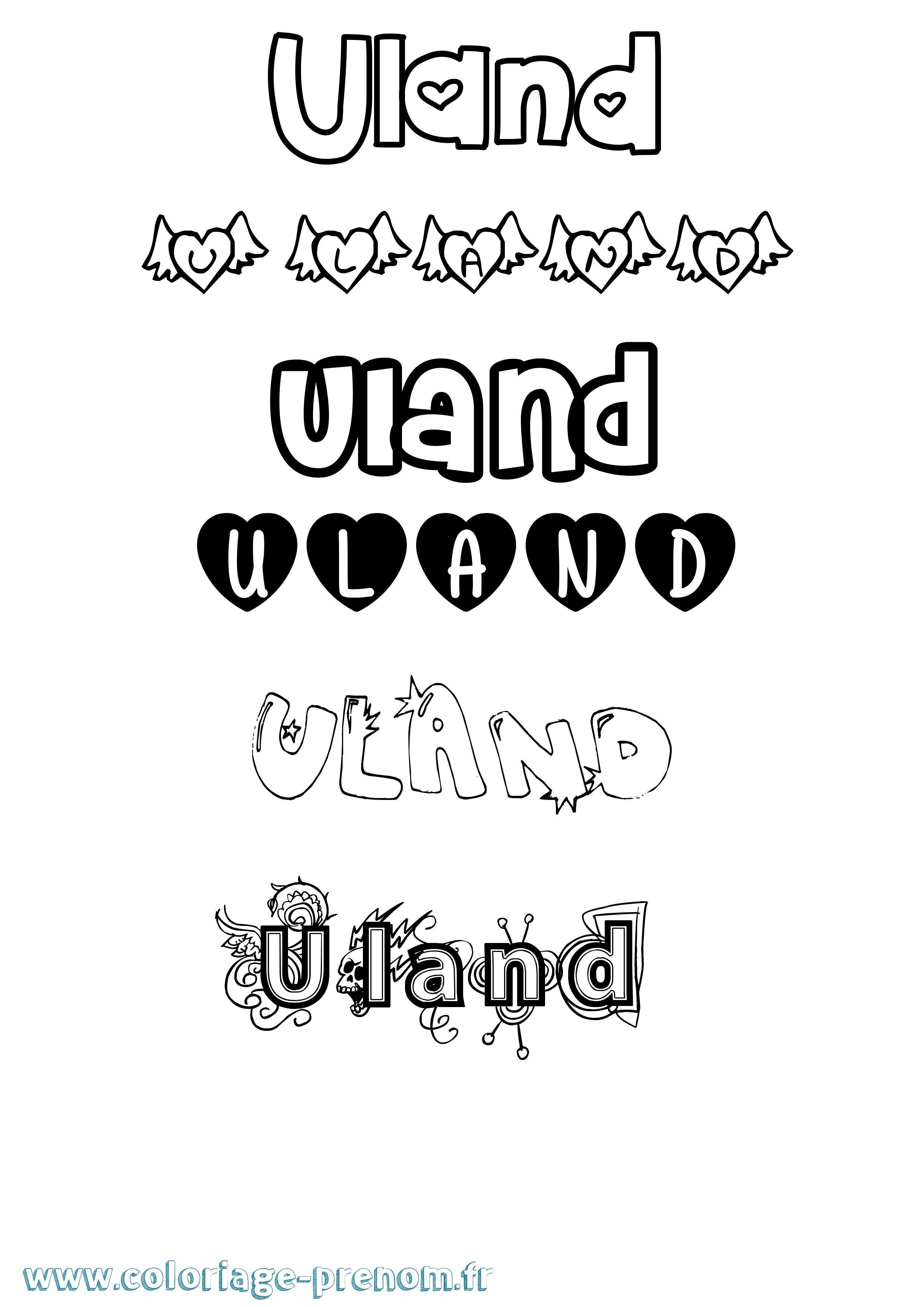 Coloriage prénom Uland Girly