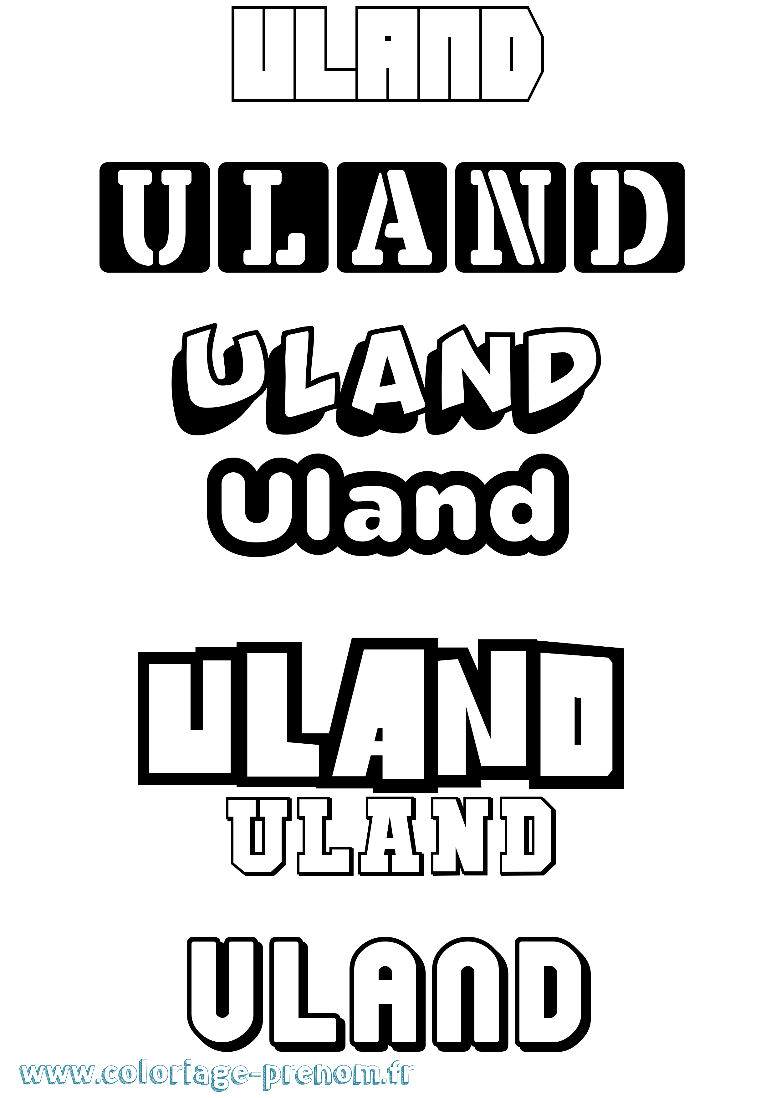 Coloriage prénom Uland Simple