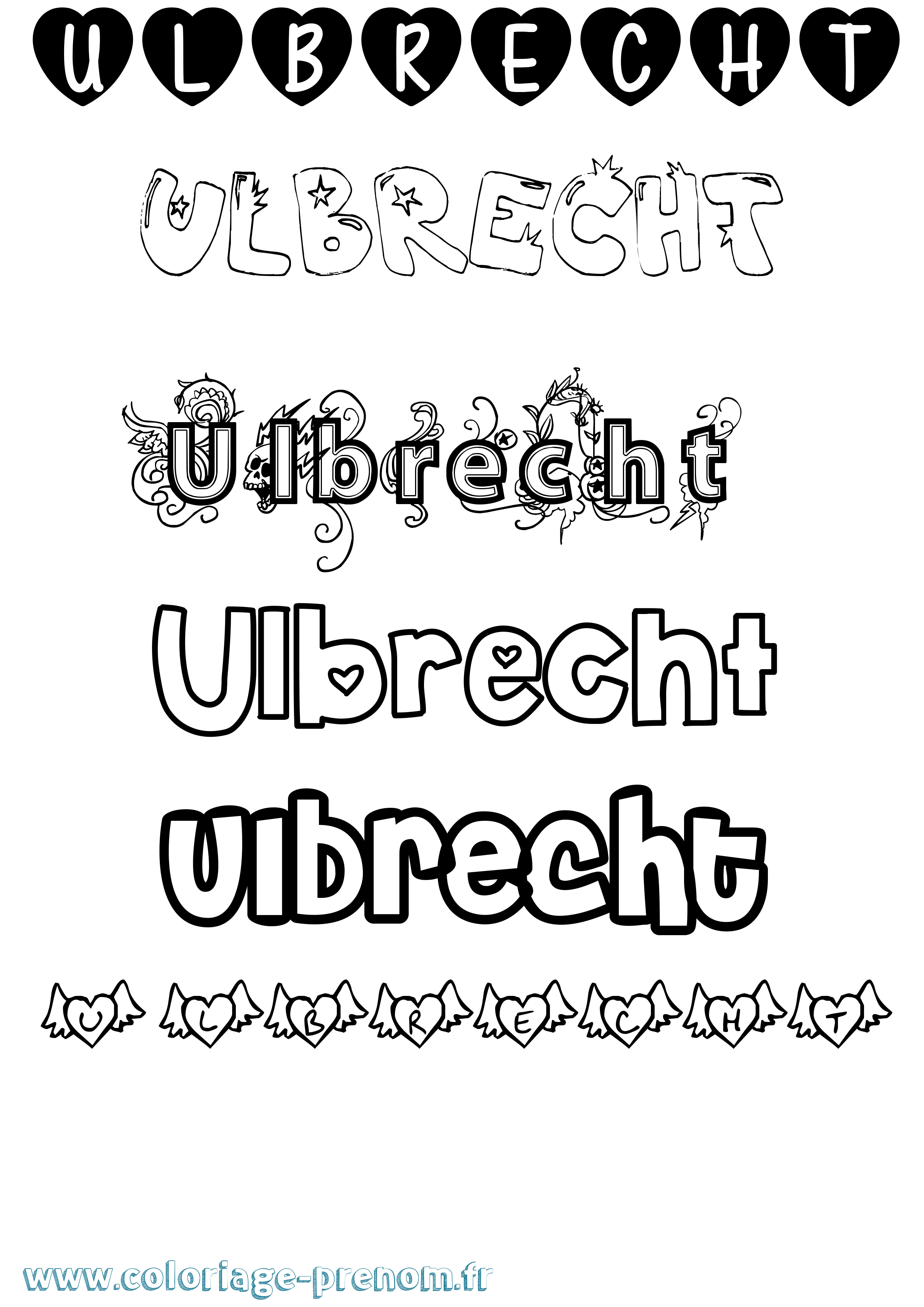 Coloriage prénom Ulbrecht Girly