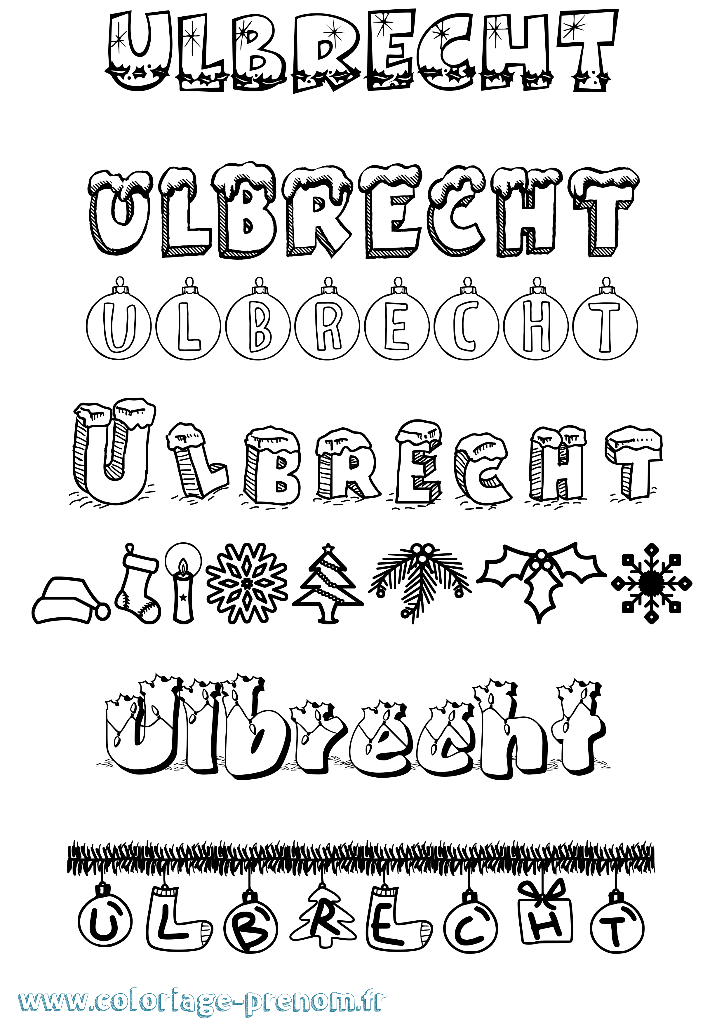 Coloriage prénom Ulbrecht Noël