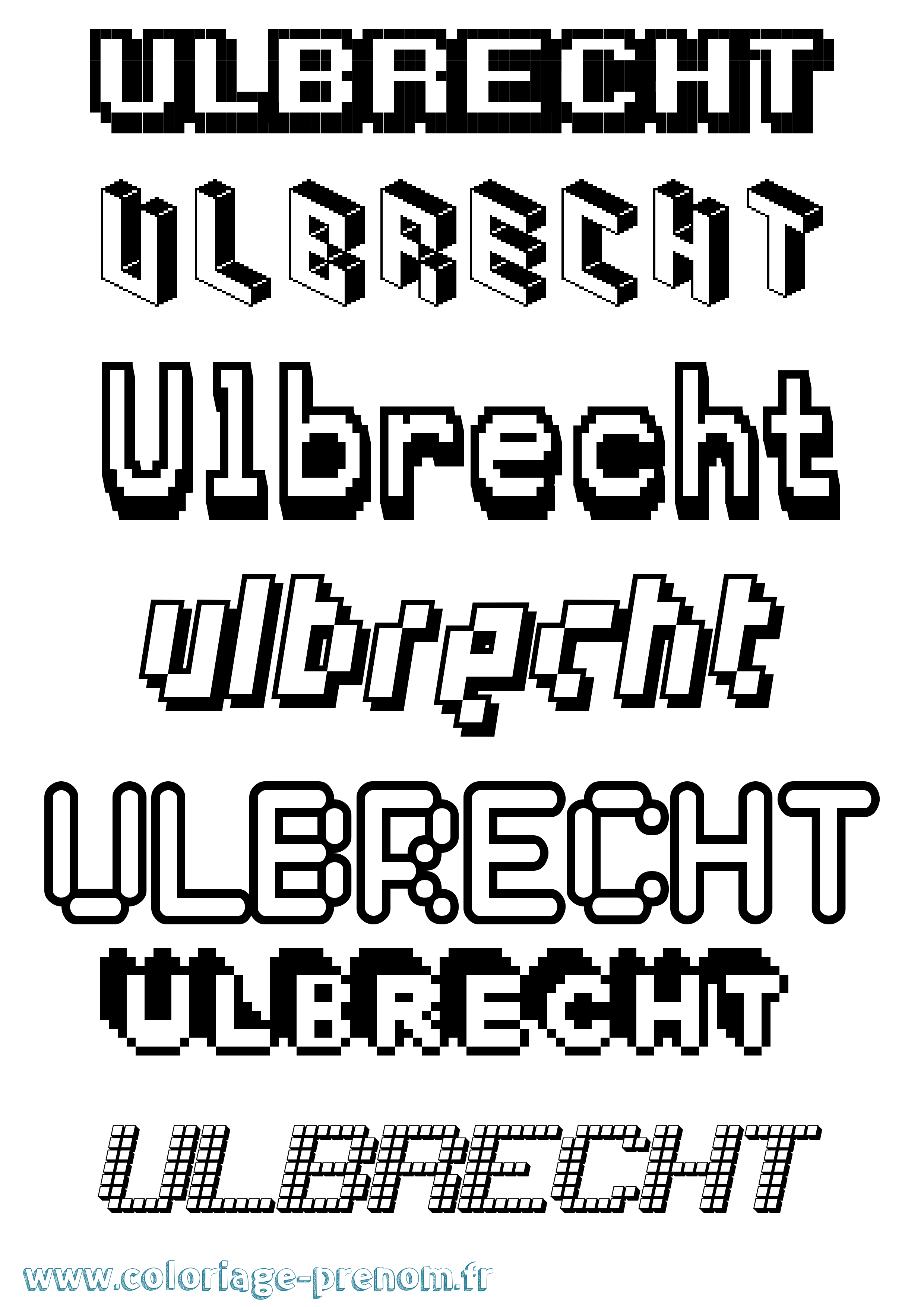Coloriage prénom Ulbrecht Pixel