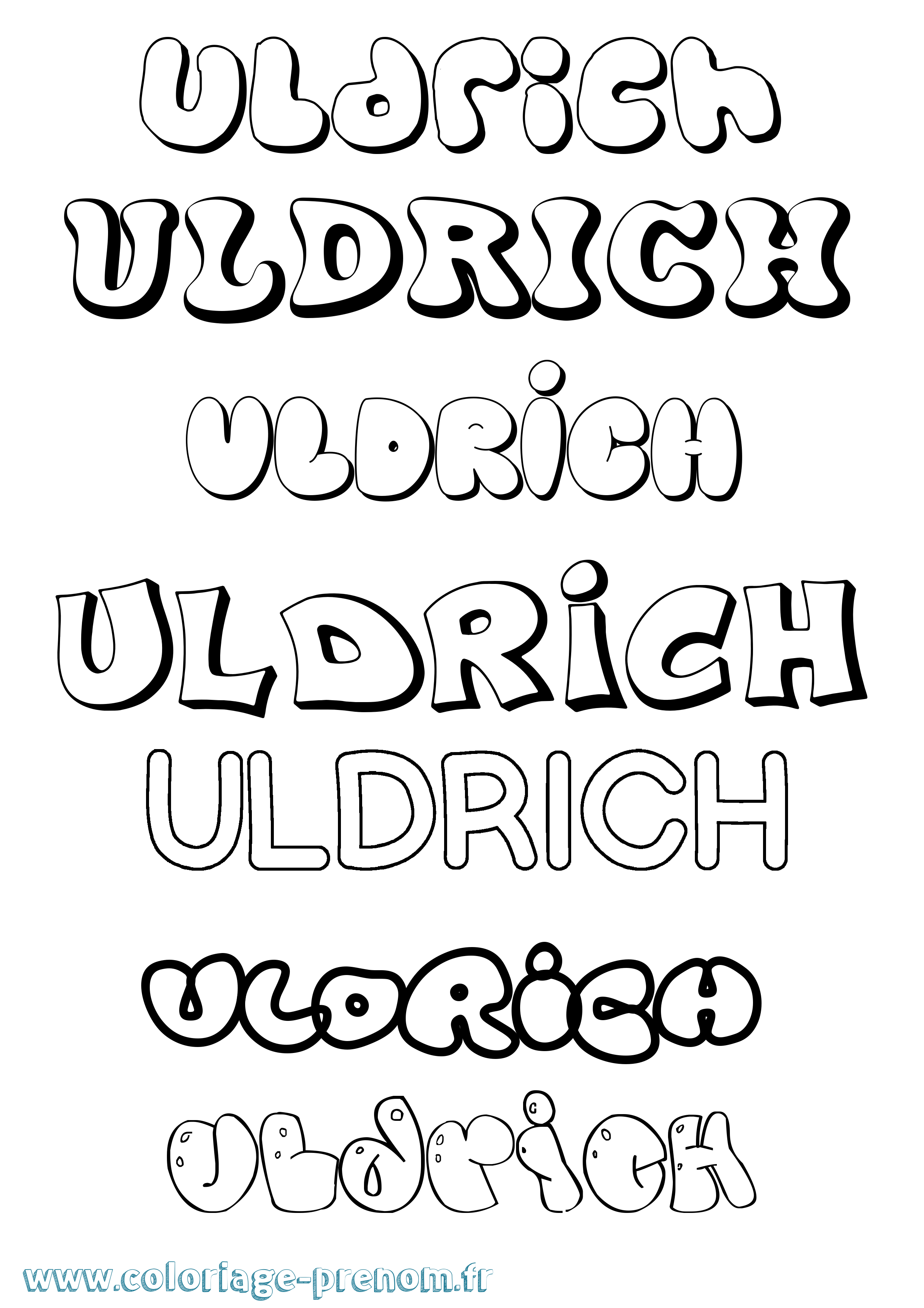Coloriage prénom Uldrich Bubble
