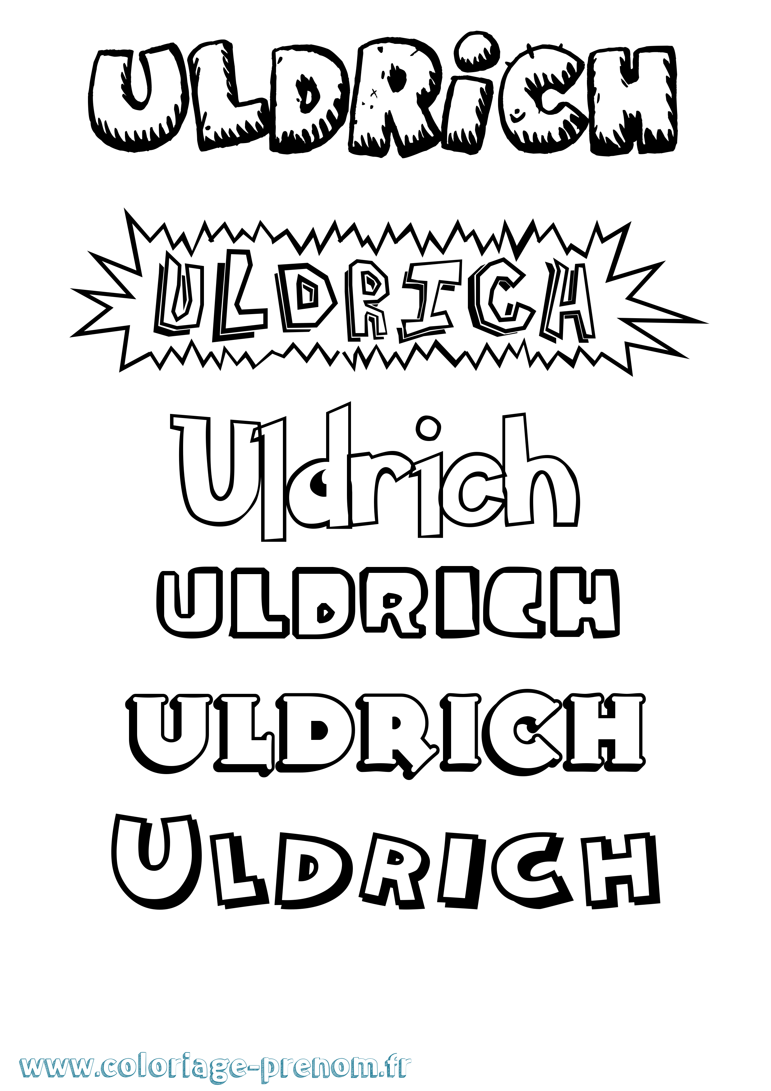 Coloriage prénom Uldrich Dessin Animé