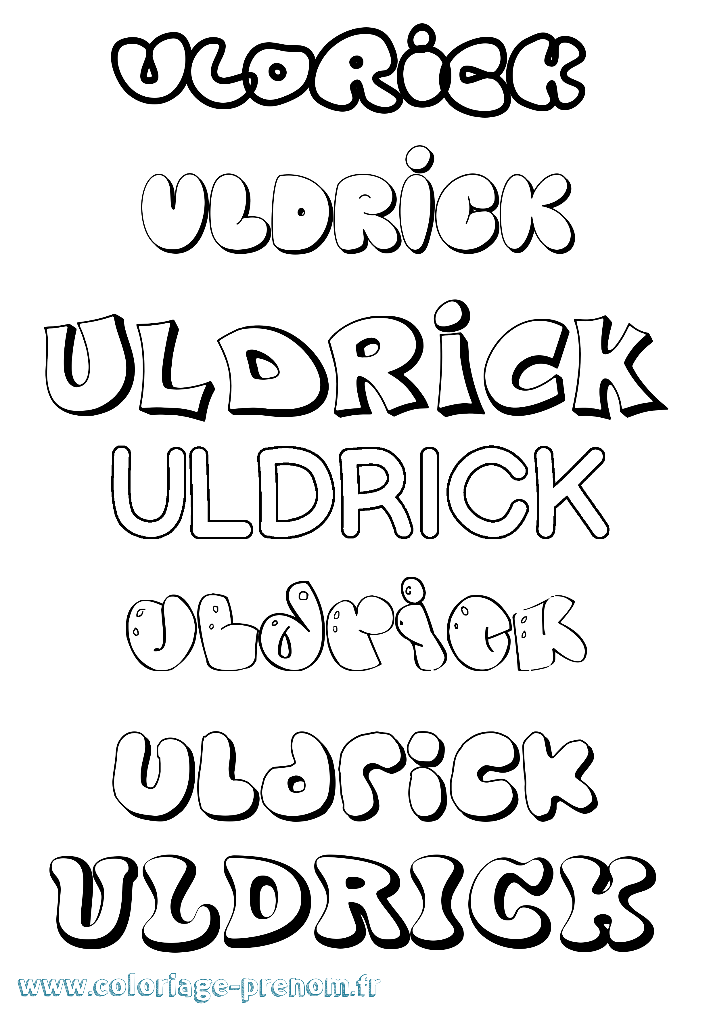 Coloriage prénom Uldrick Bubble