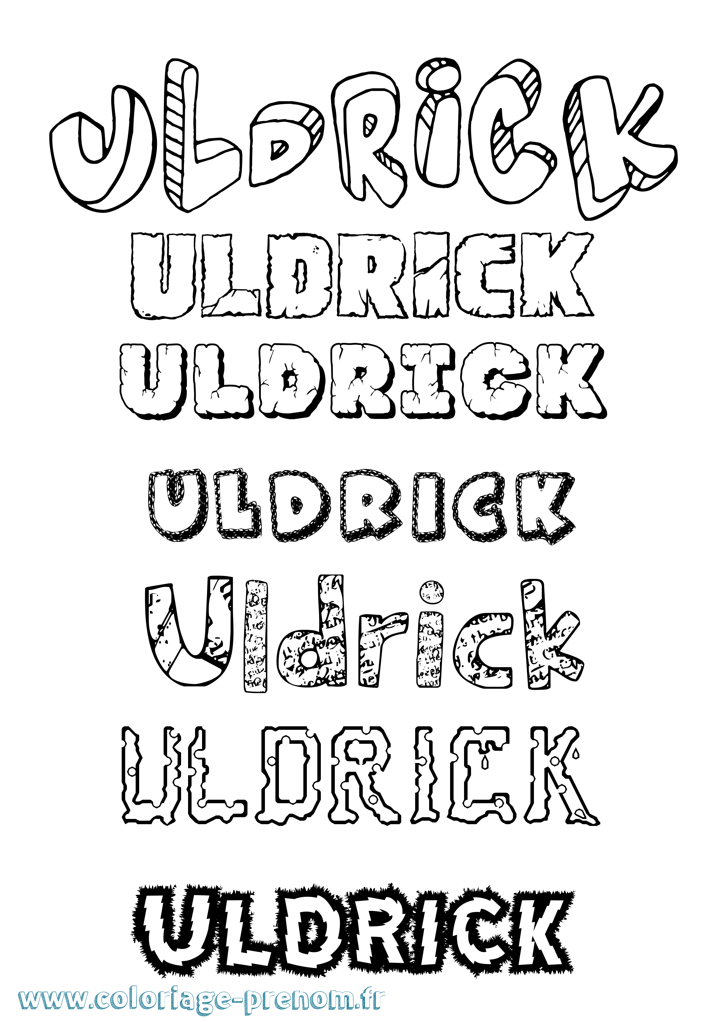 Coloriage prénom Uldrick Destructuré