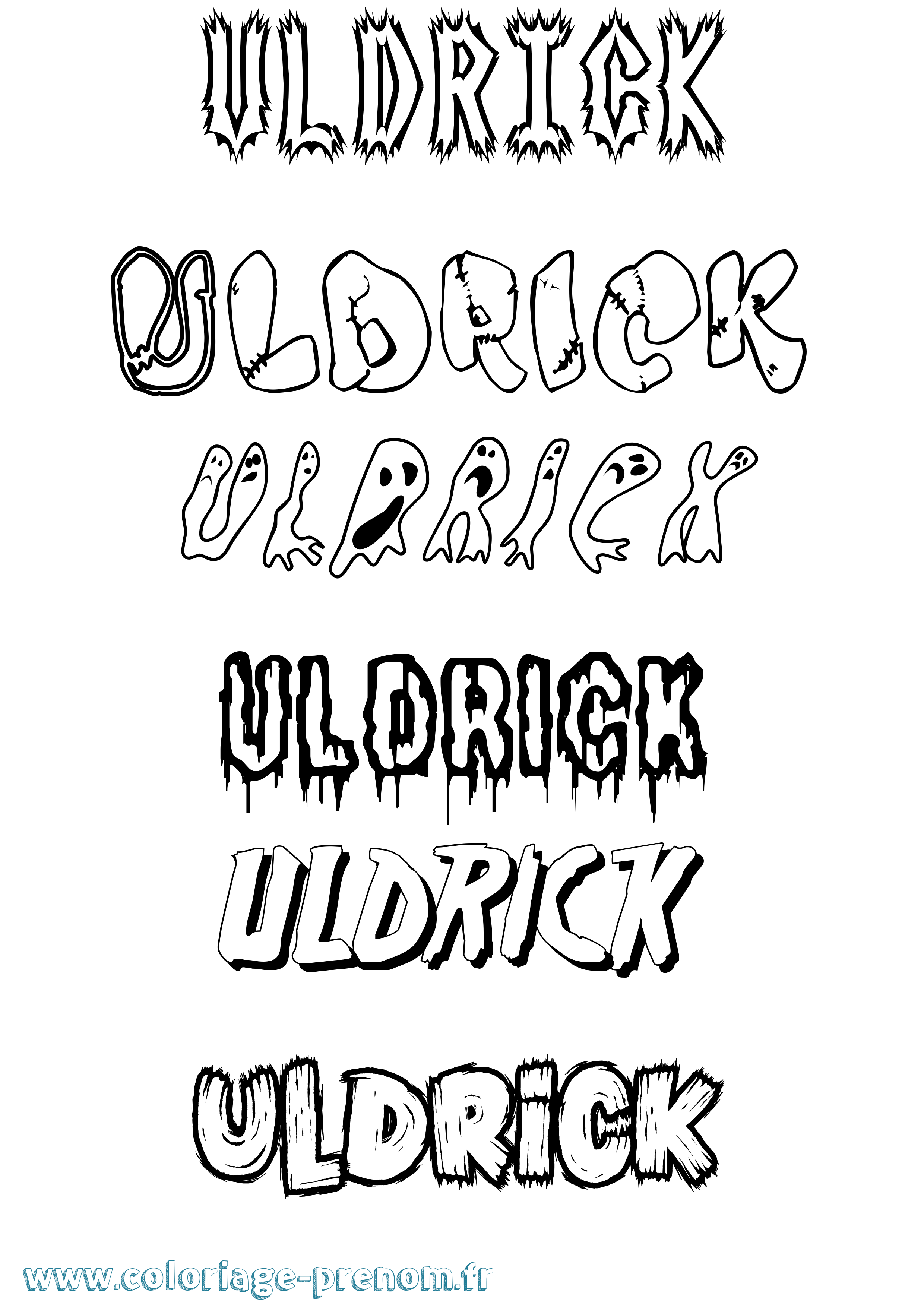 Coloriage prénom Uldrick Frisson