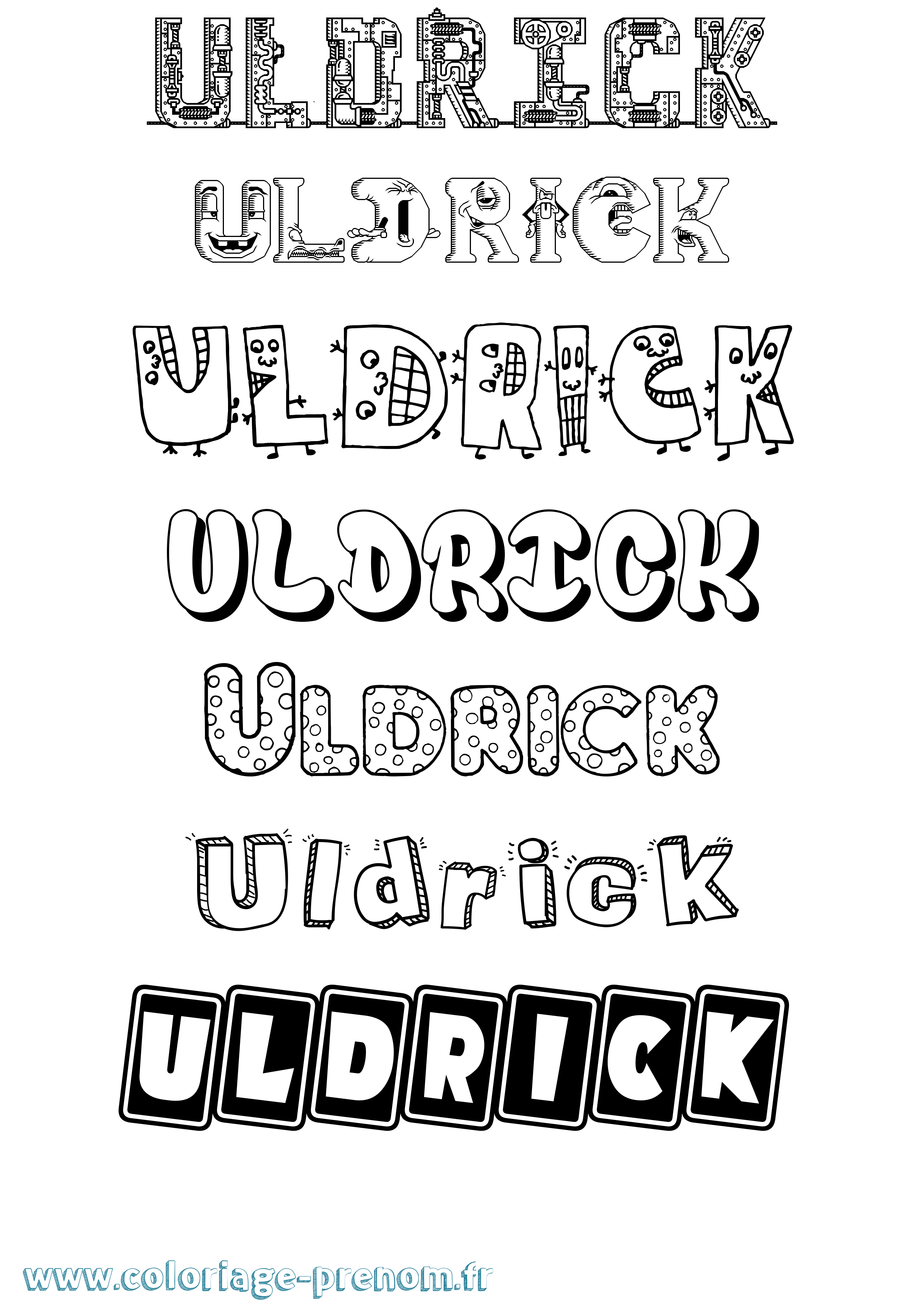 Coloriage prénom Uldrick Fun