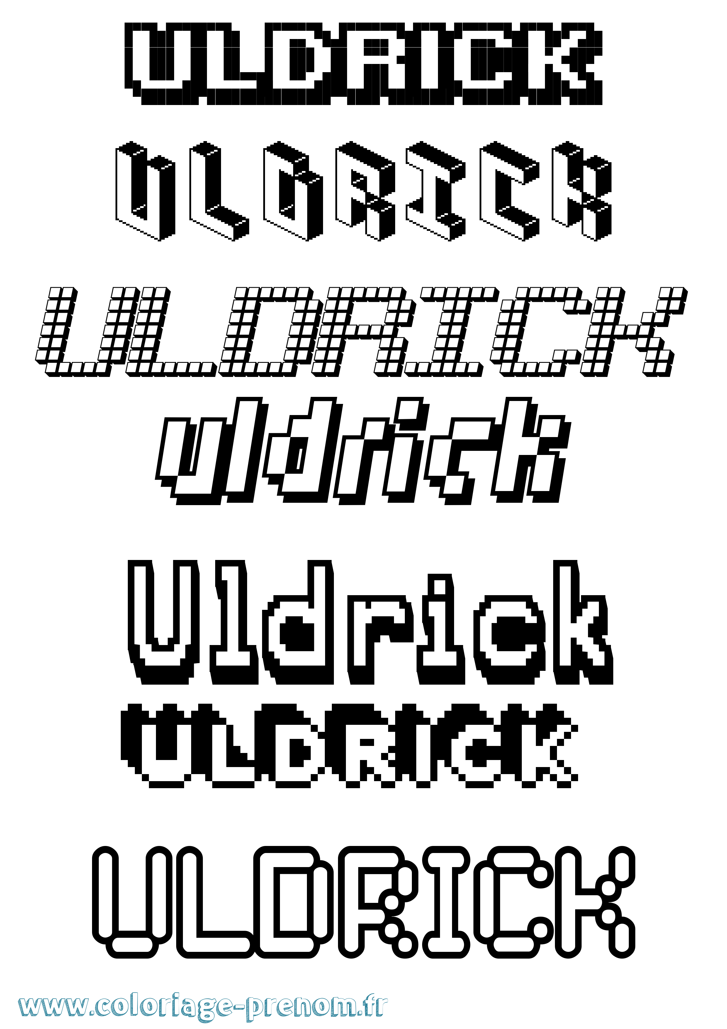 Coloriage prénom Uldrick Pixel