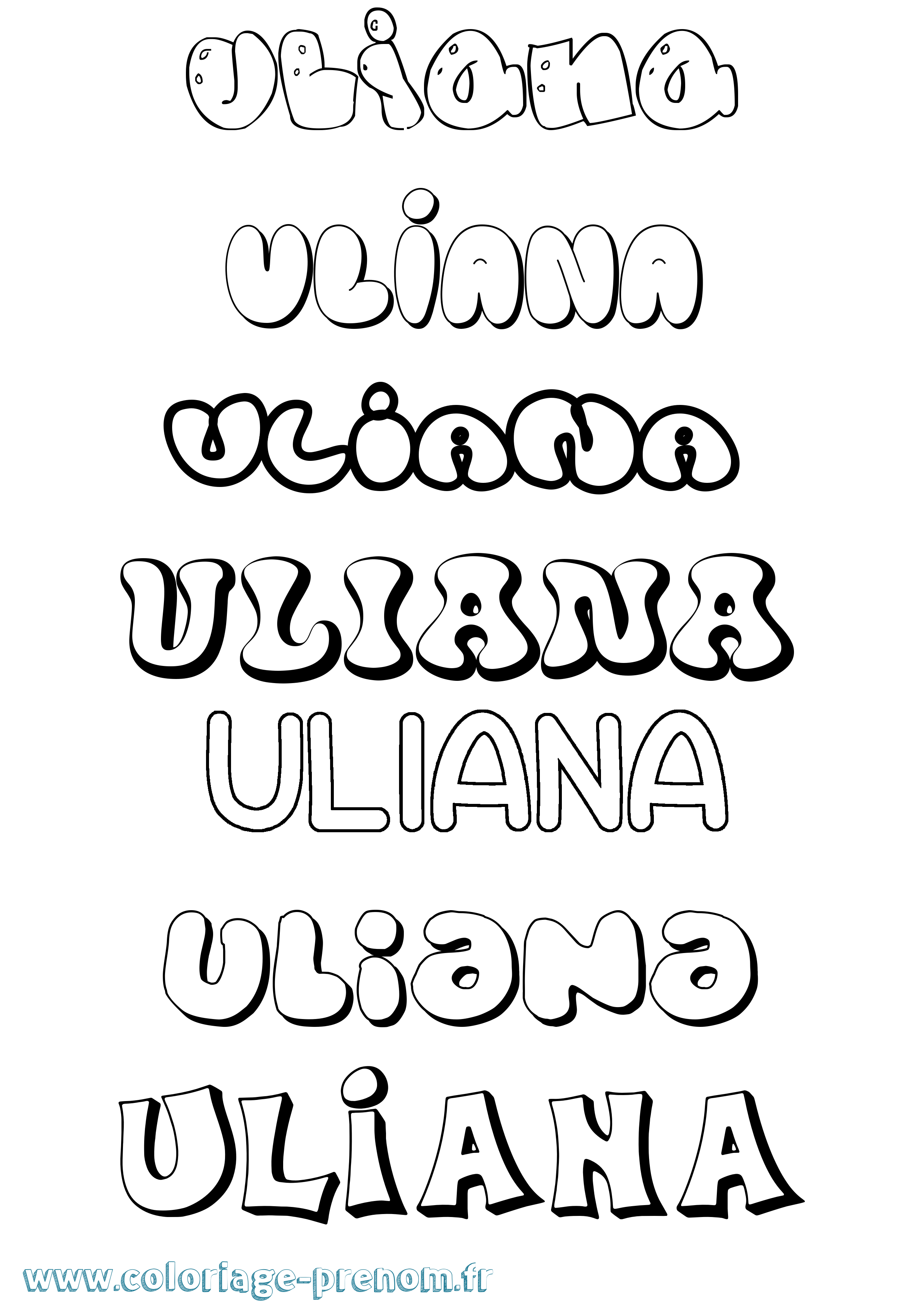 Coloriage prénom Uliana Bubble