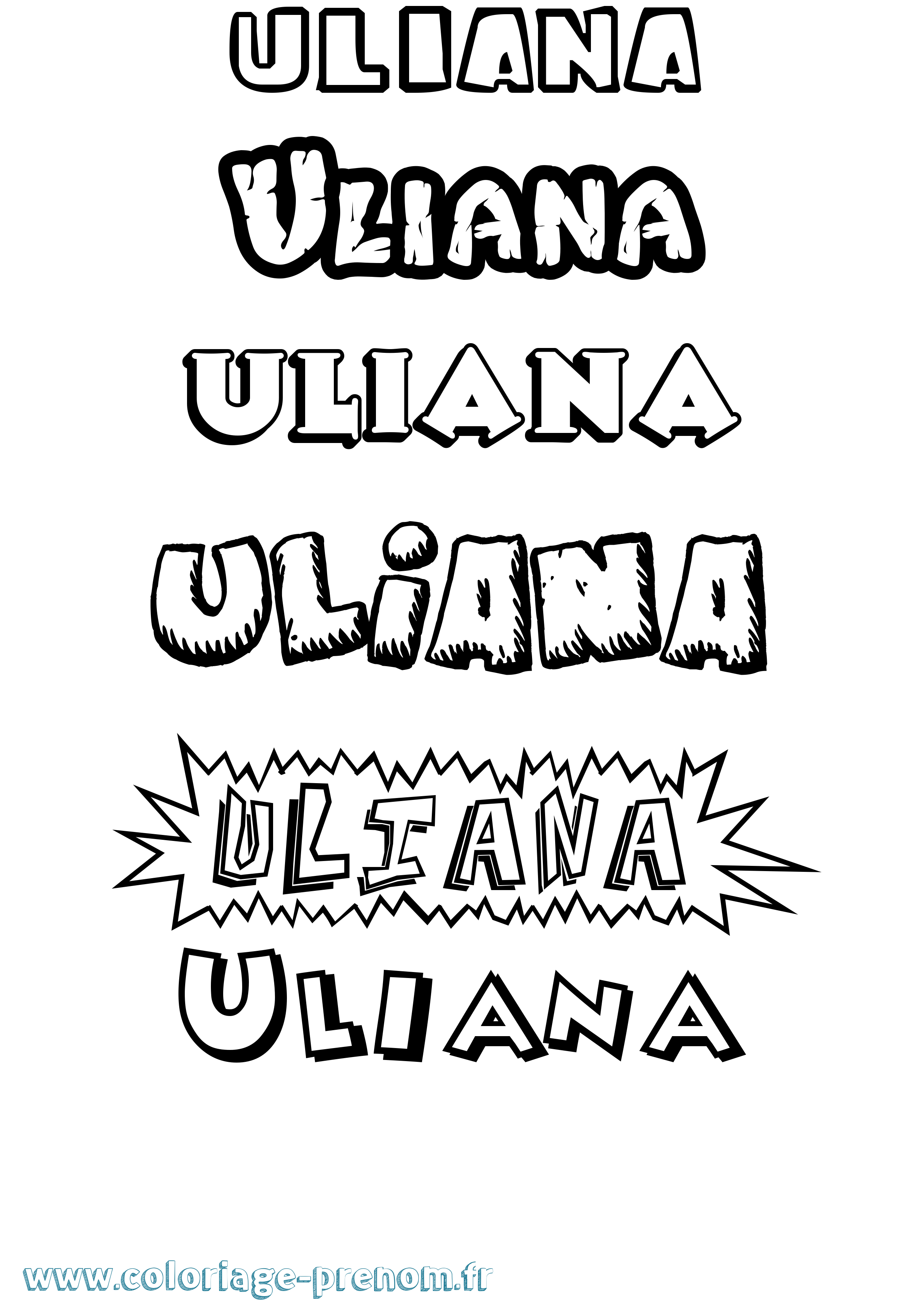 Coloriage prénom Uliana Dessin Animé