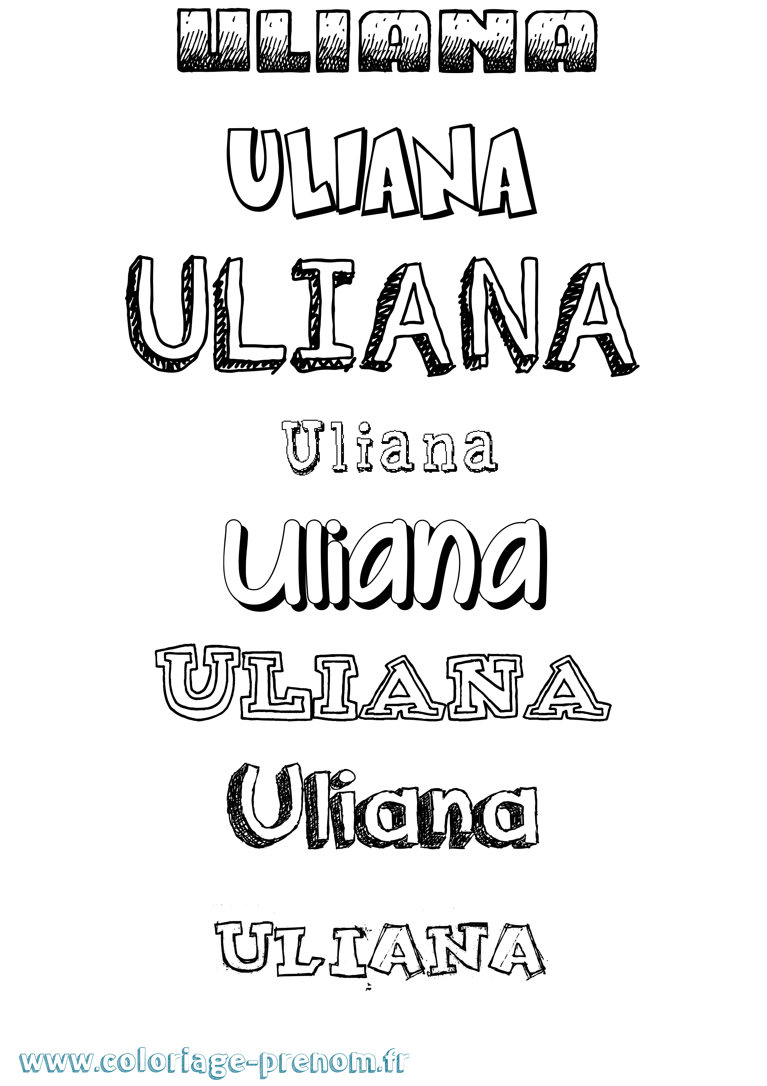 Coloriage prénom Uliana Dessiné