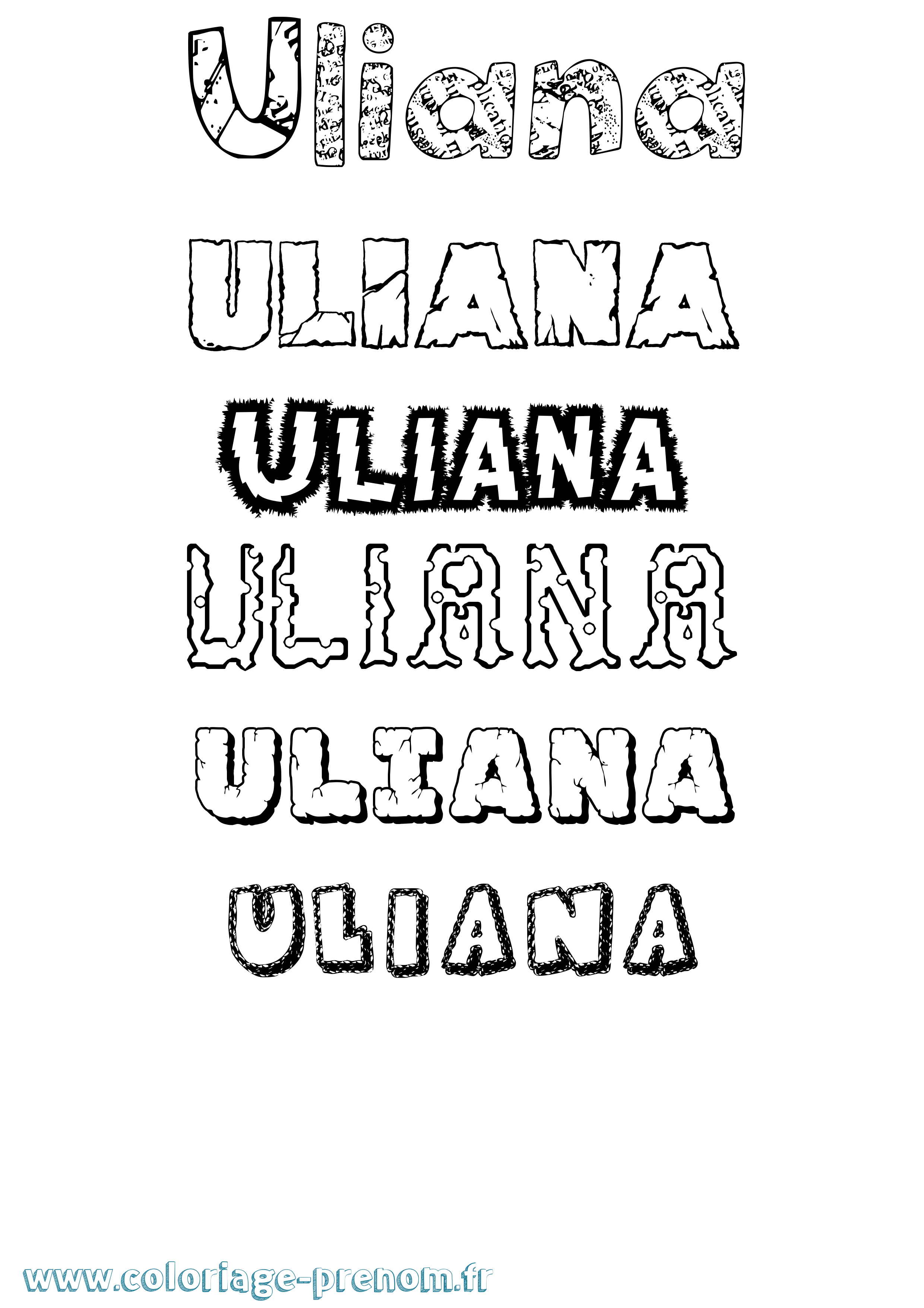 Coloriage prénom Uliana Destructuré