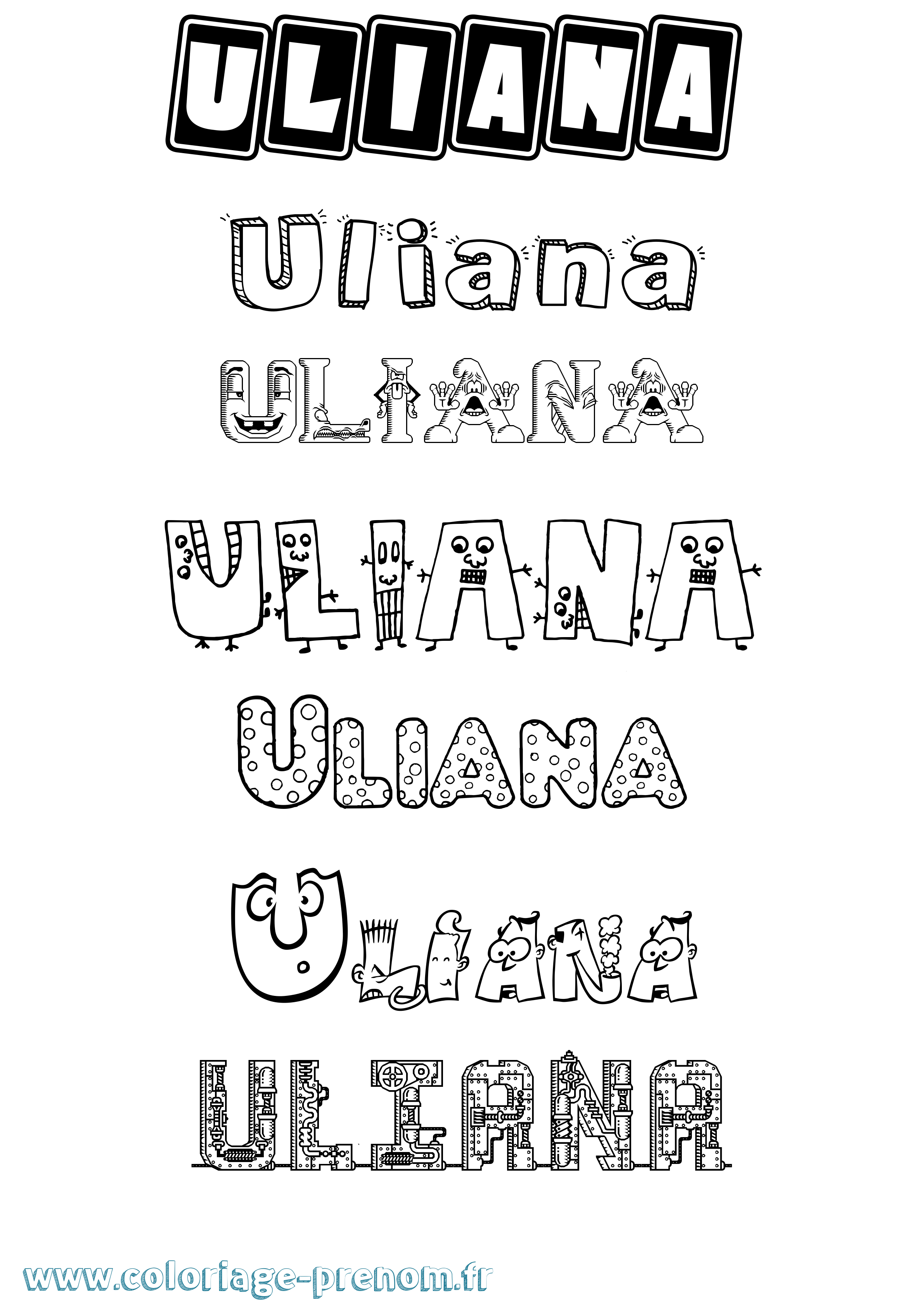 Coloriage prénom Uliana Fun
