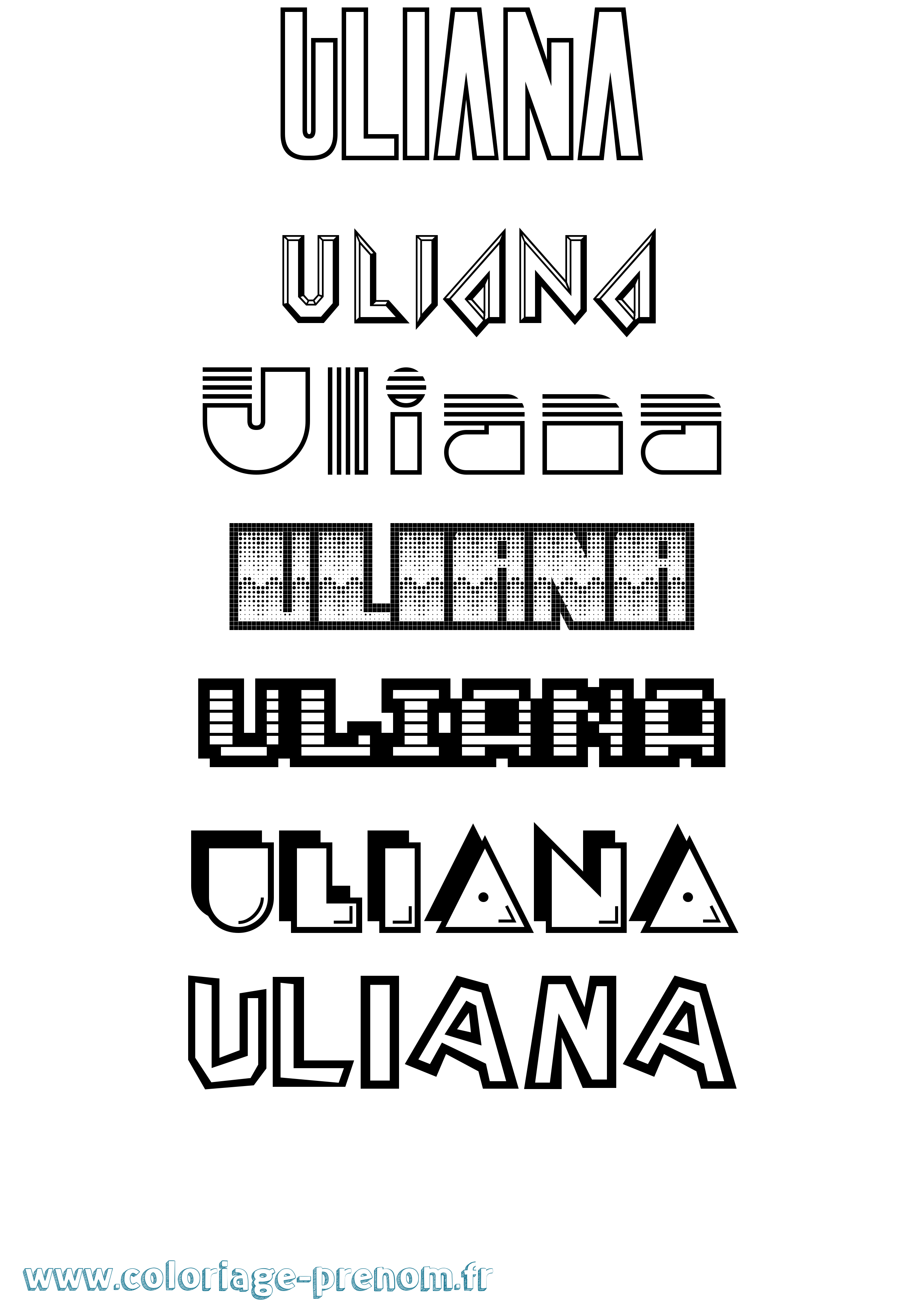 Coloriage prénom Uliana Jeux Vidéos