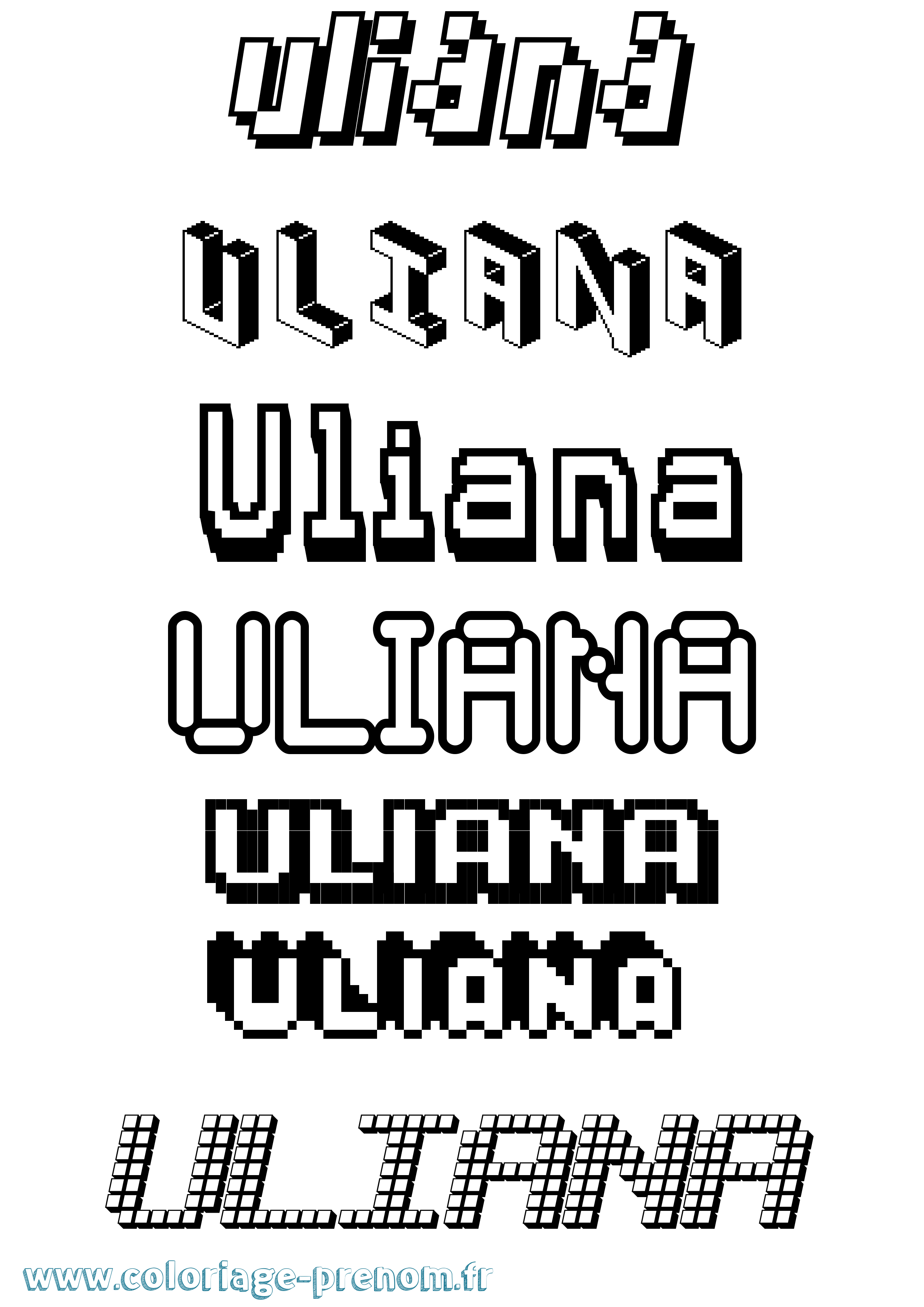 Coloriage prénom Uliana Pixel