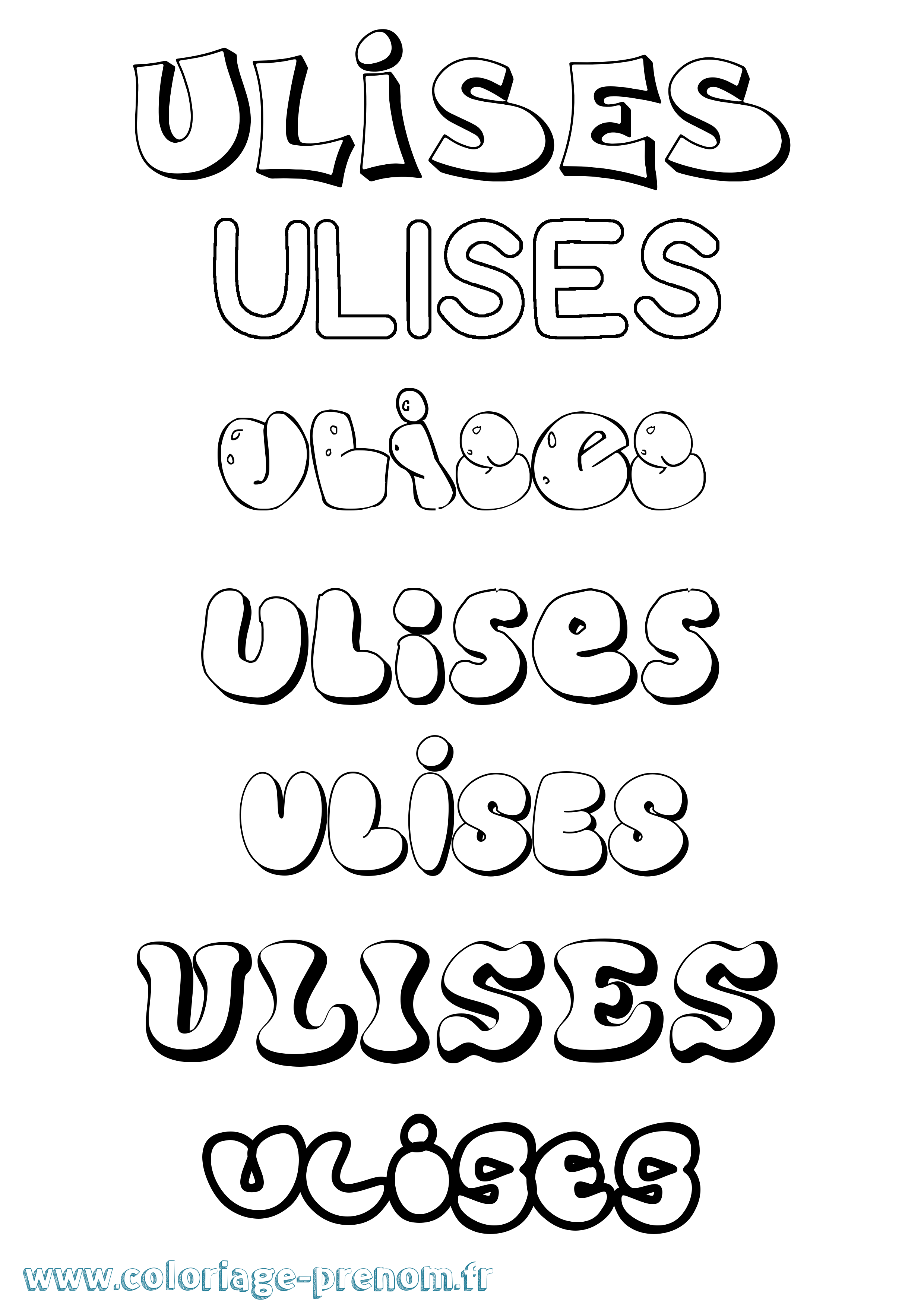 Coloriage prénom Ulises Bubble