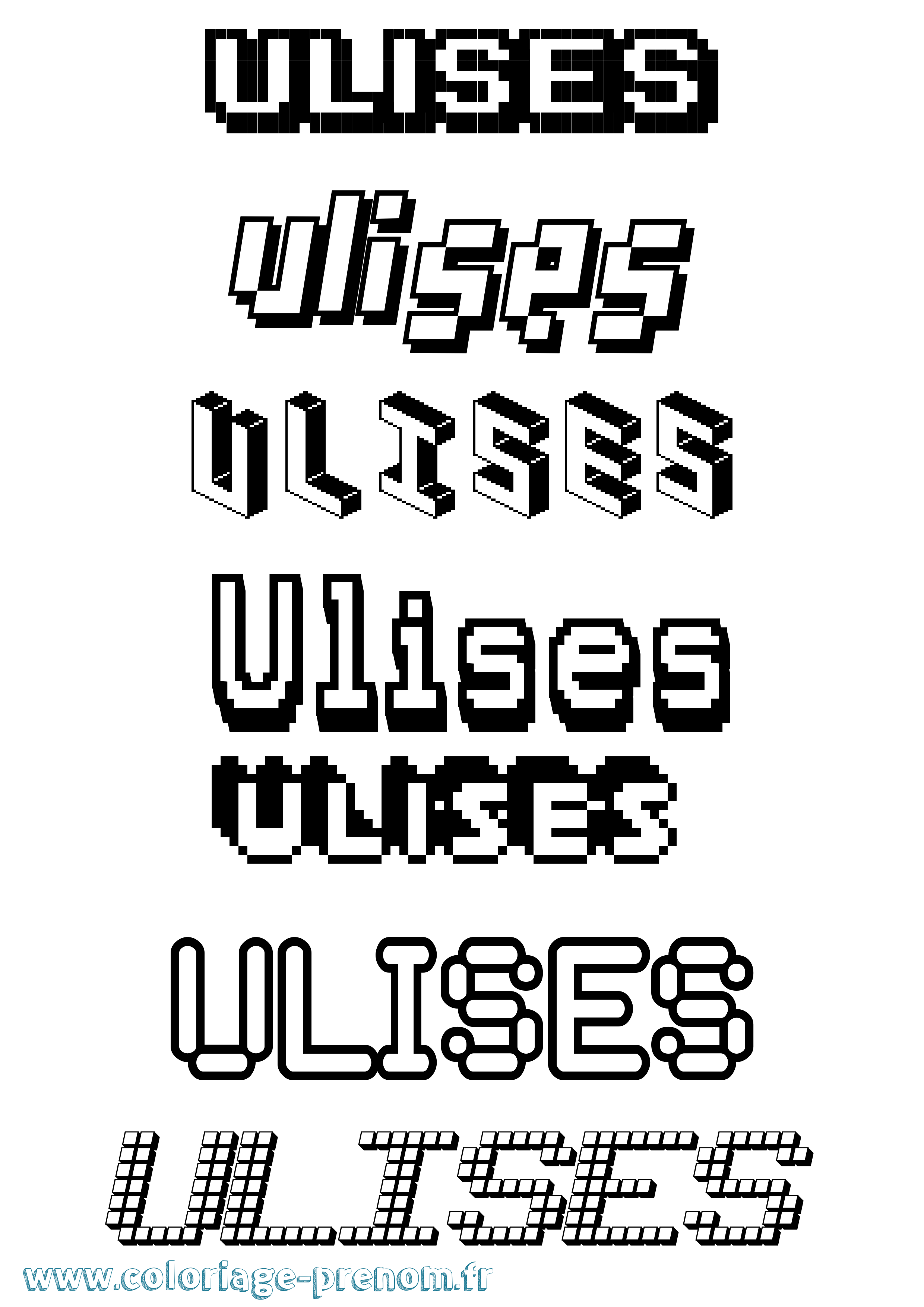 Coloriage prénom Ulises Pixel