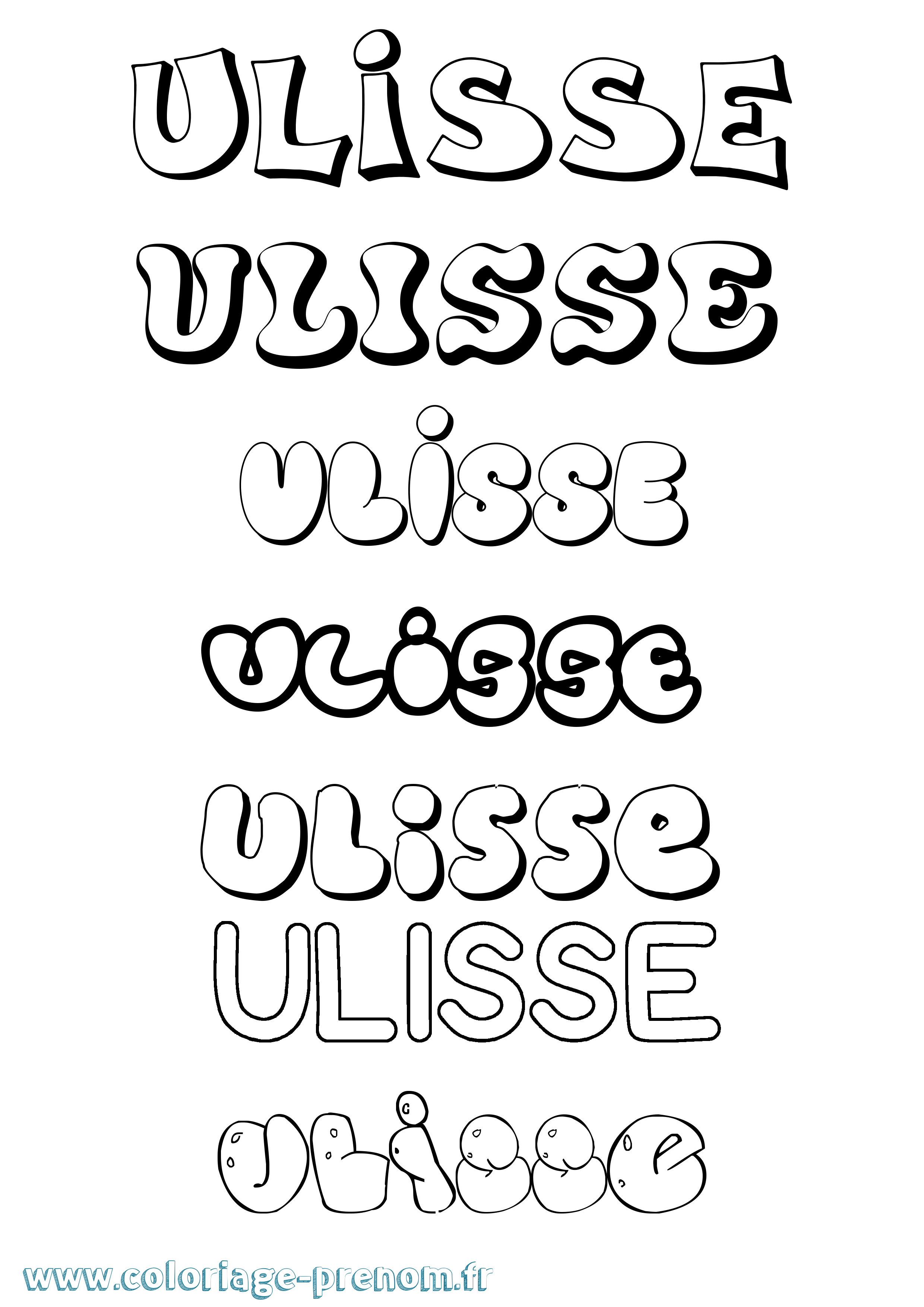 Coloriage Ulisse Bubble Coloriage prénom Ulisse Bubble