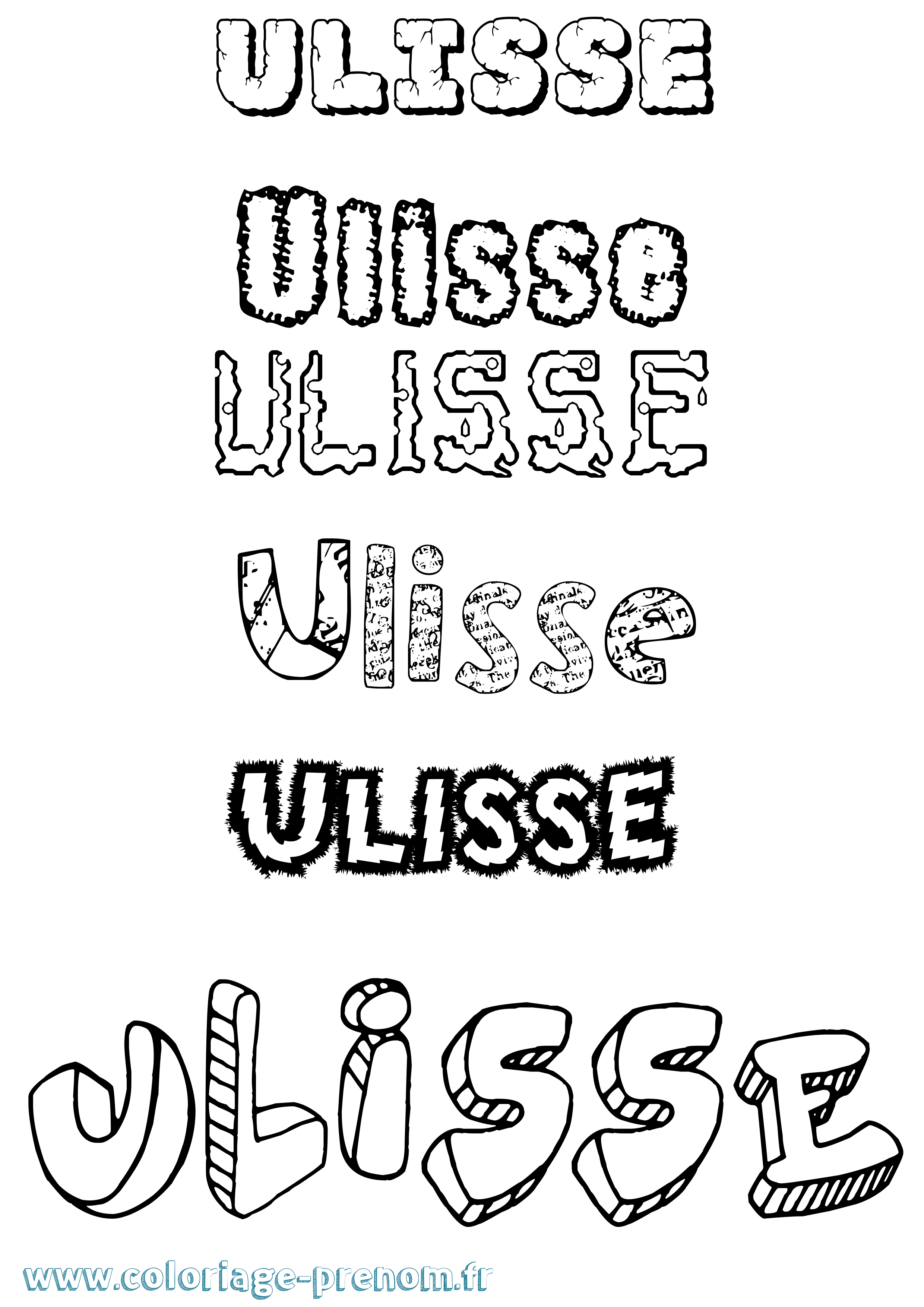 Coloriage Ulisse Destructuré Coloriage prénom Ulisse Destructuré