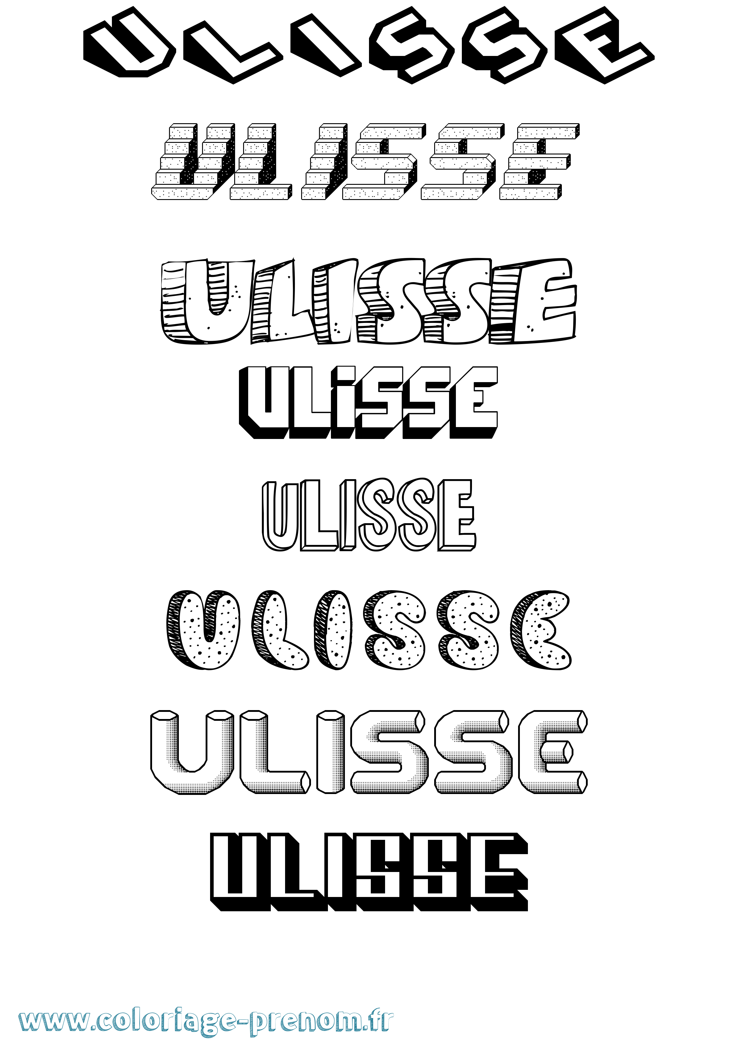 Coloriage Ulisse Effet 3D Coloriage prénom Ulisse Effet 3D
