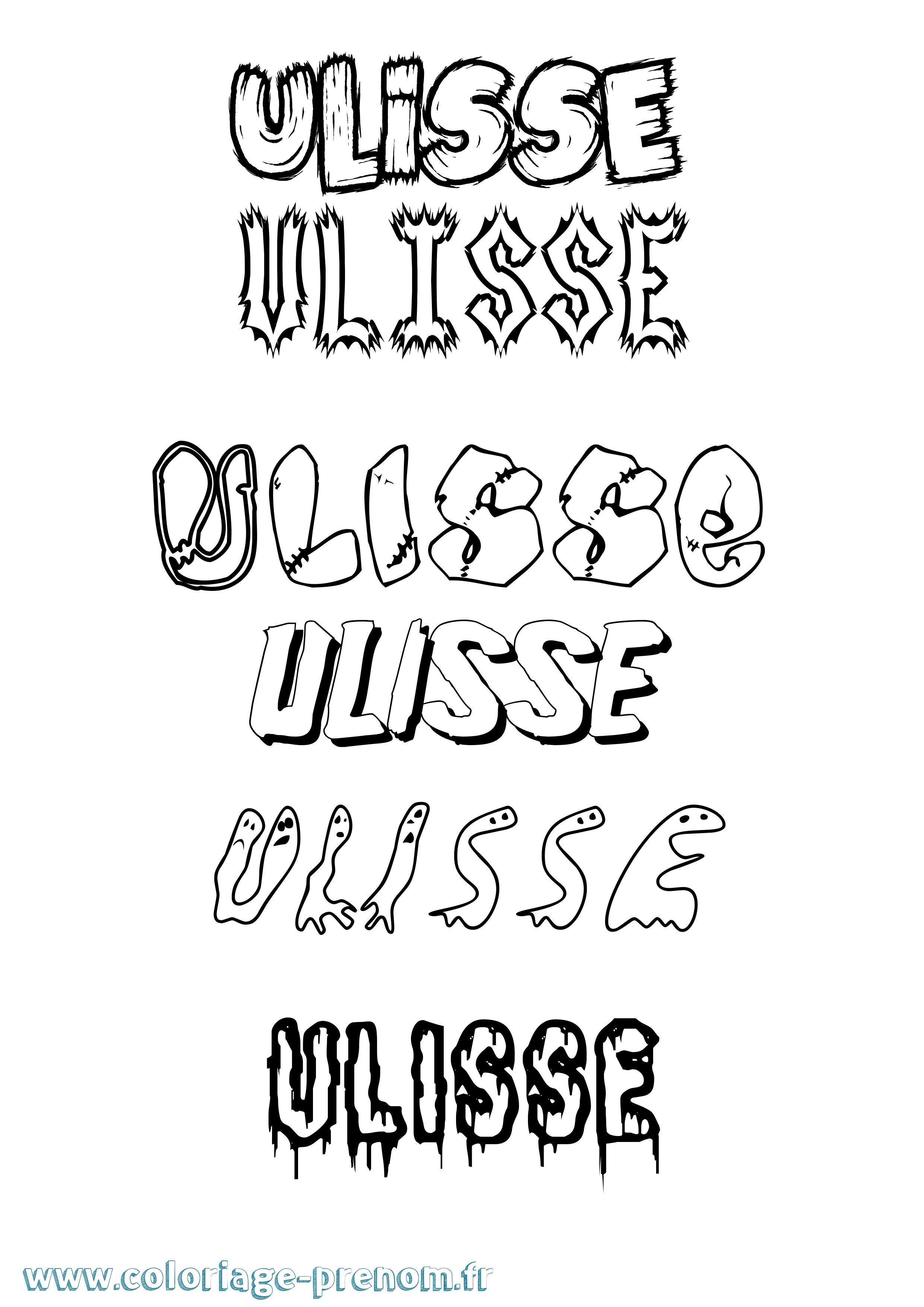Coloriage Ulisse Frisson Coloriage prénom Ulisse Frisson