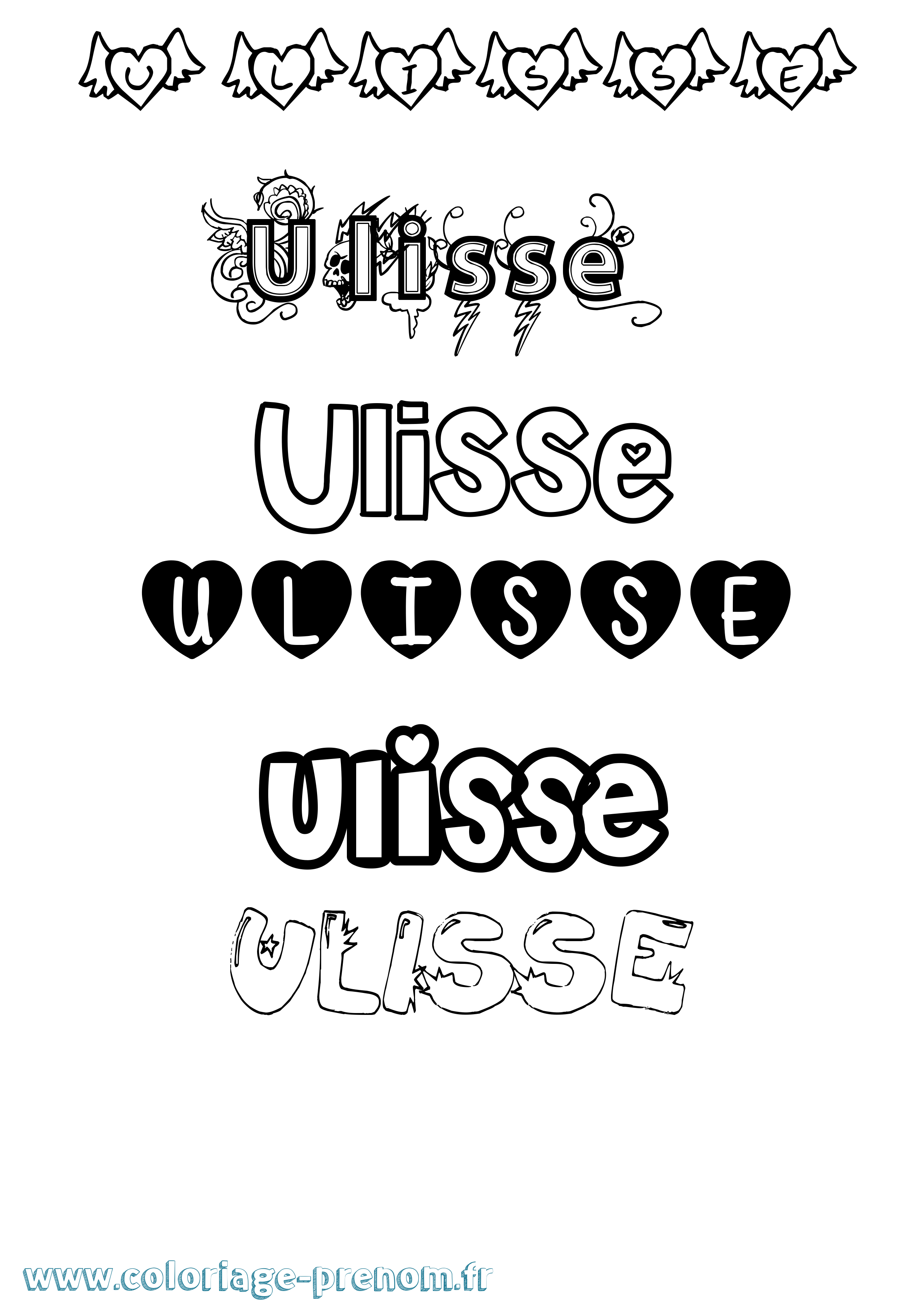 Coloriage Ulisse Girly Coloriage prénom Ulisse Girly
