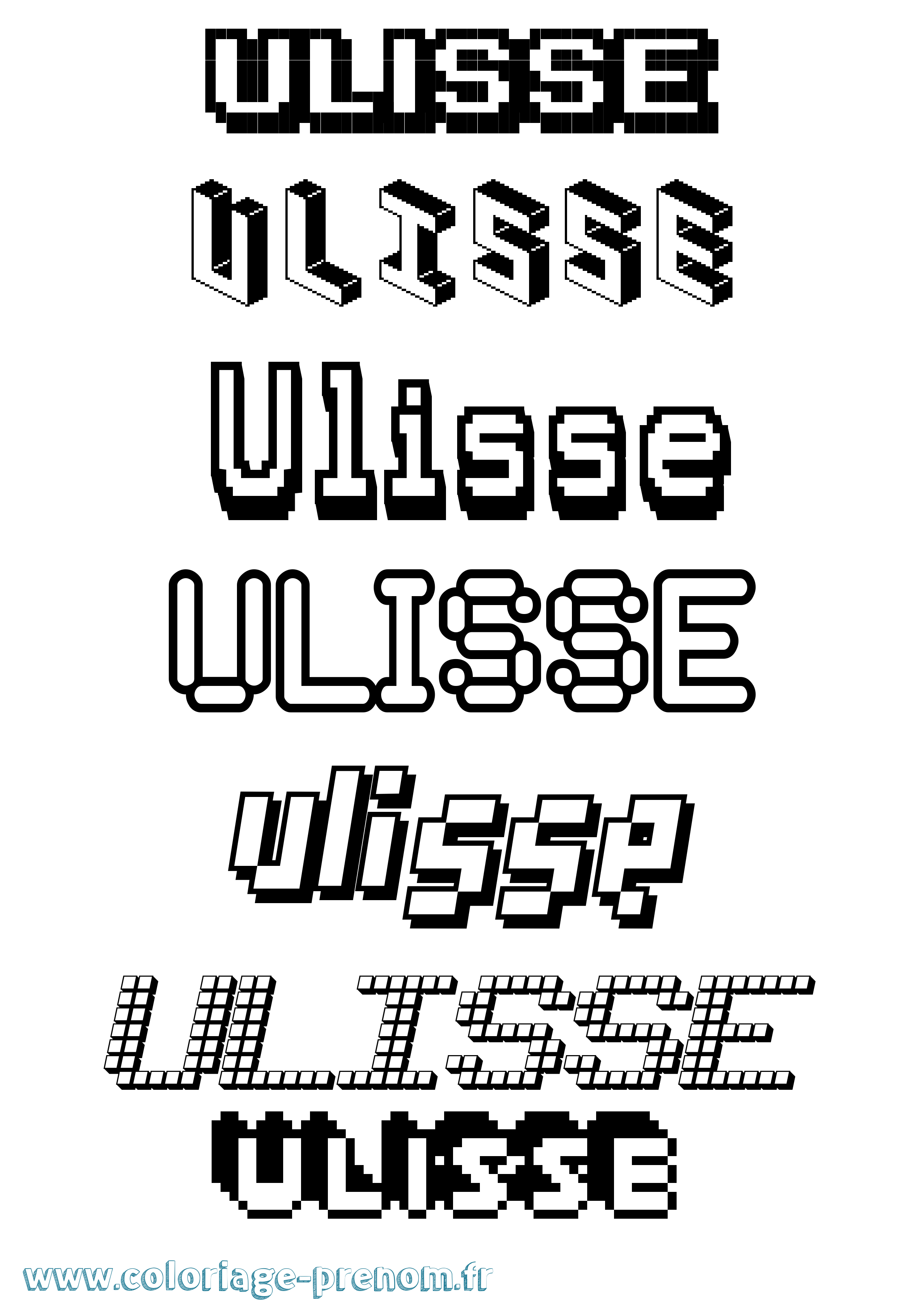Coloriage prénom Ulisse Pixel