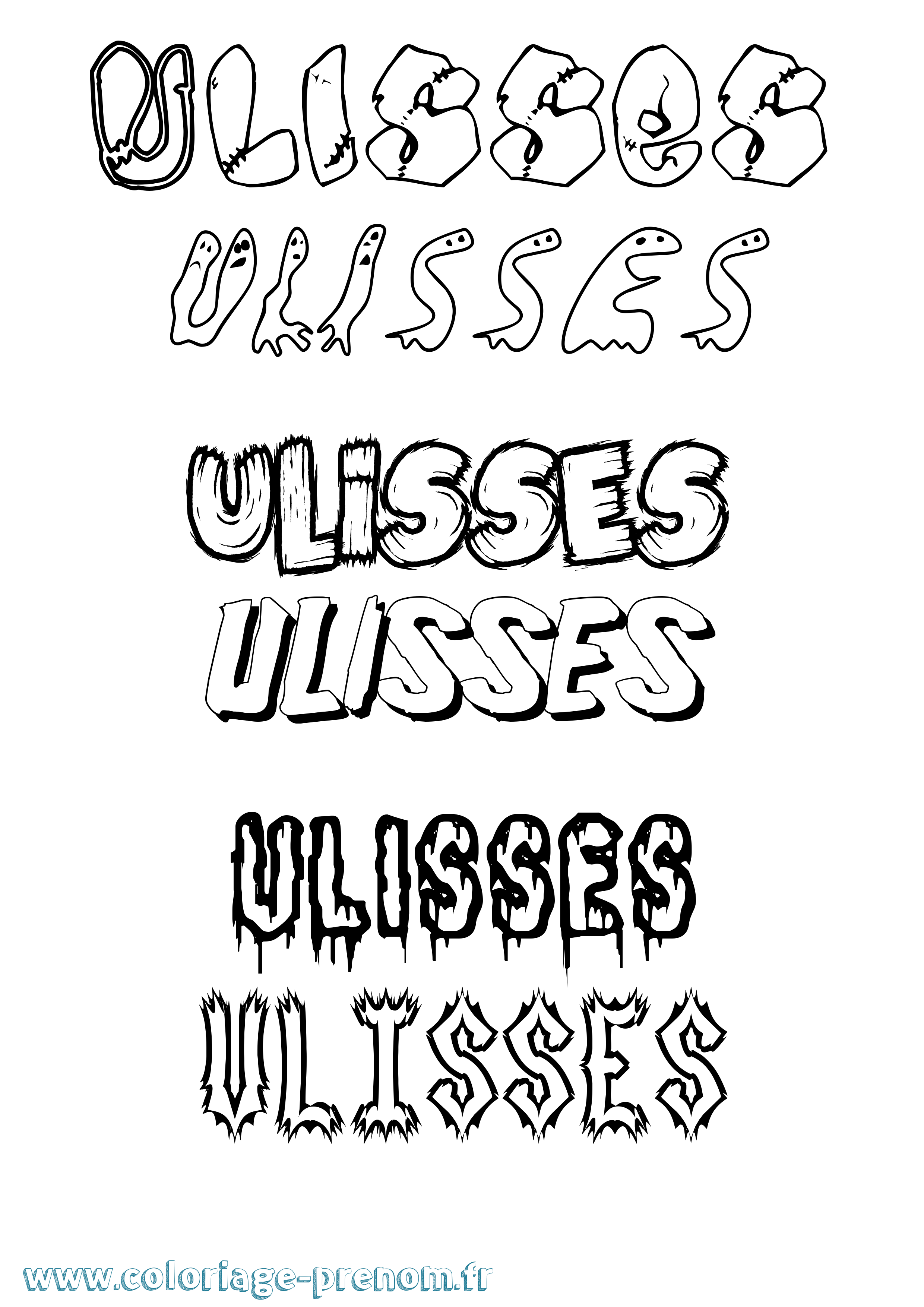 Coloriage prénom Ulisses Frisson