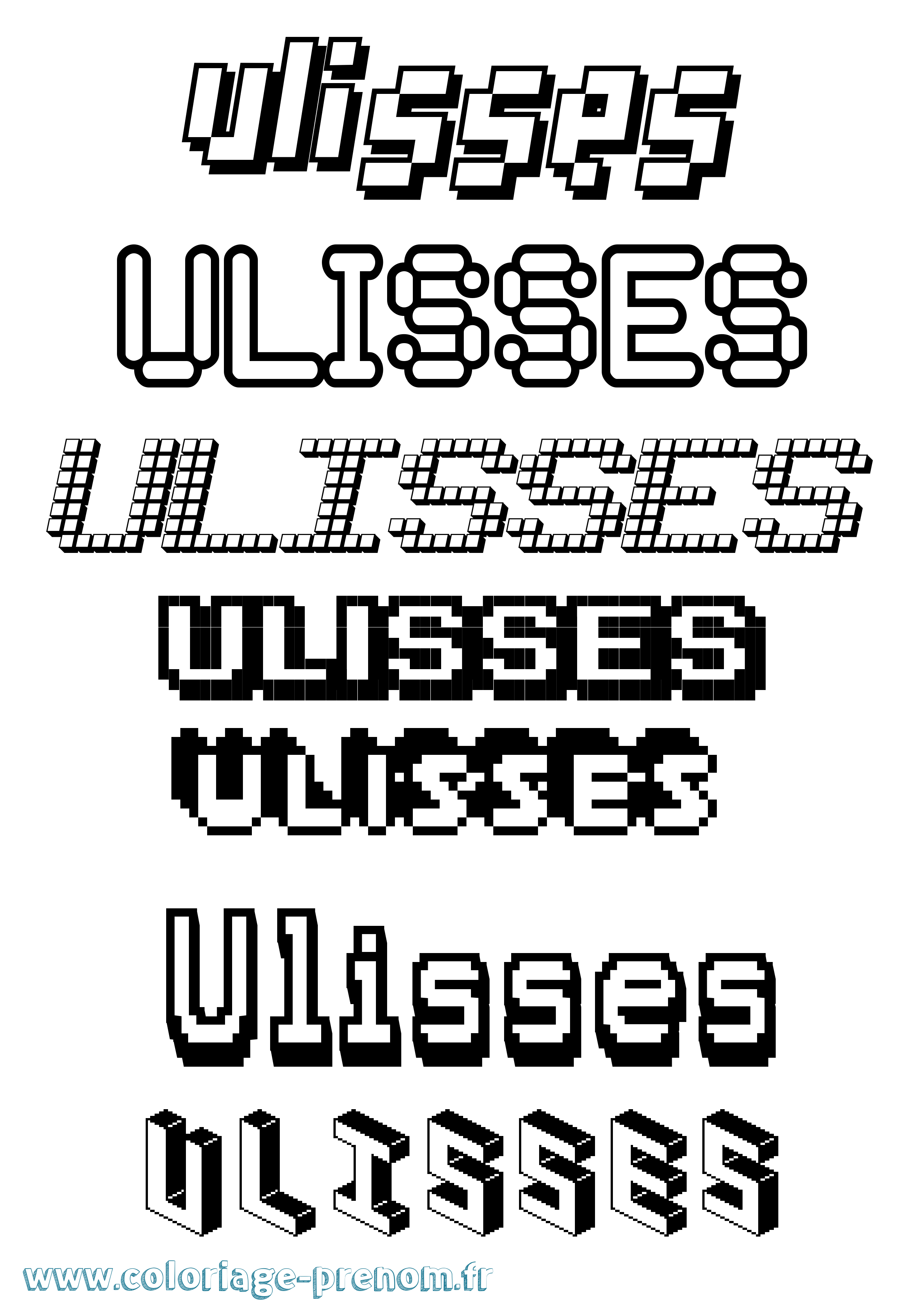 Coloriage prénom Ulisses Pixel