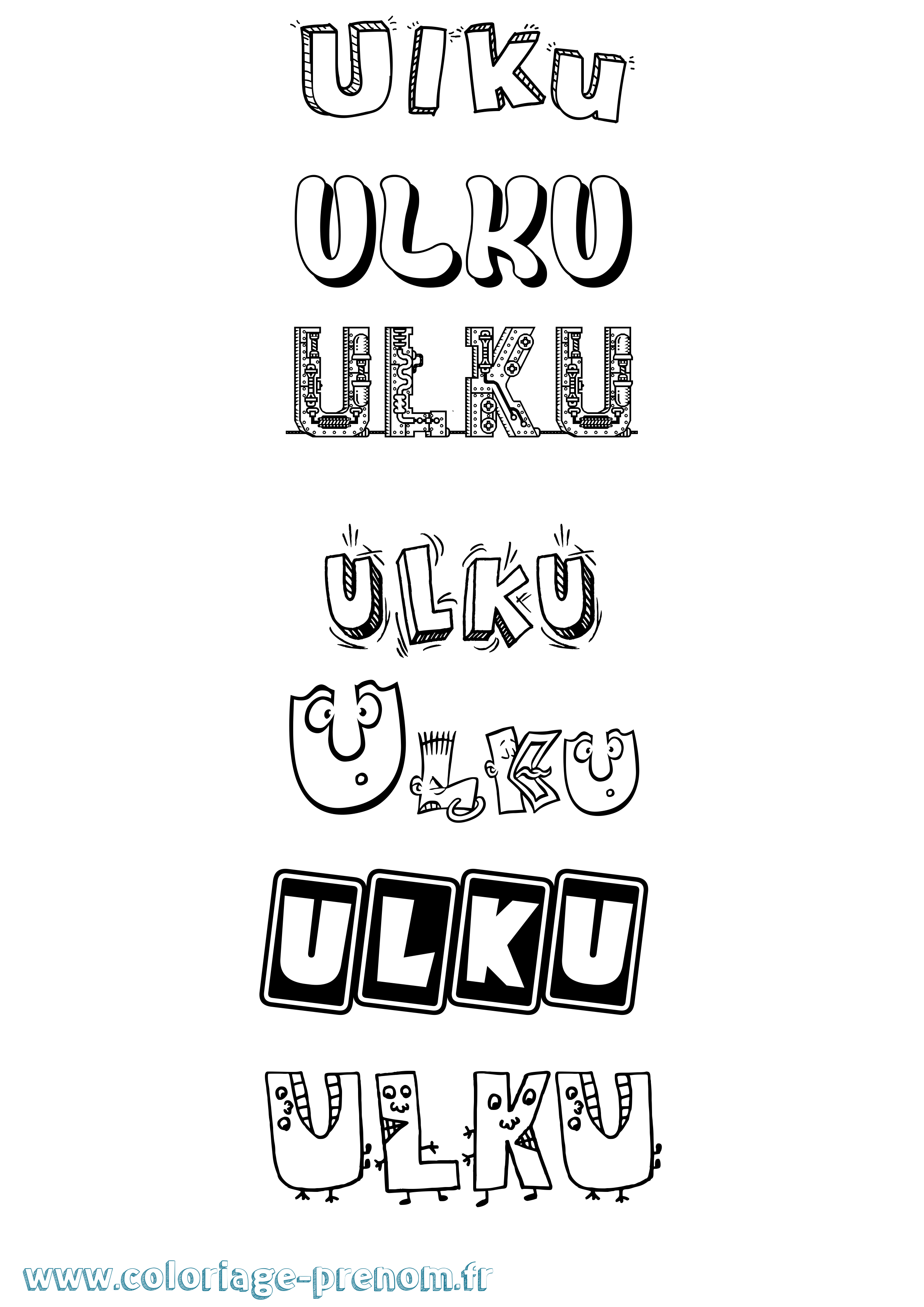 Coloriage prénom Ulku Fun