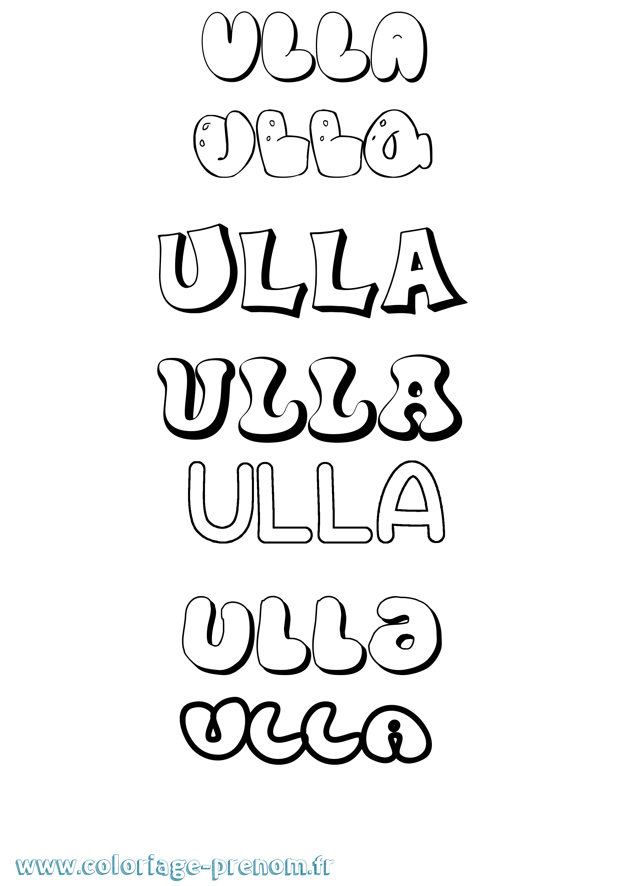 Coloriage prénom Ulla Bubble
