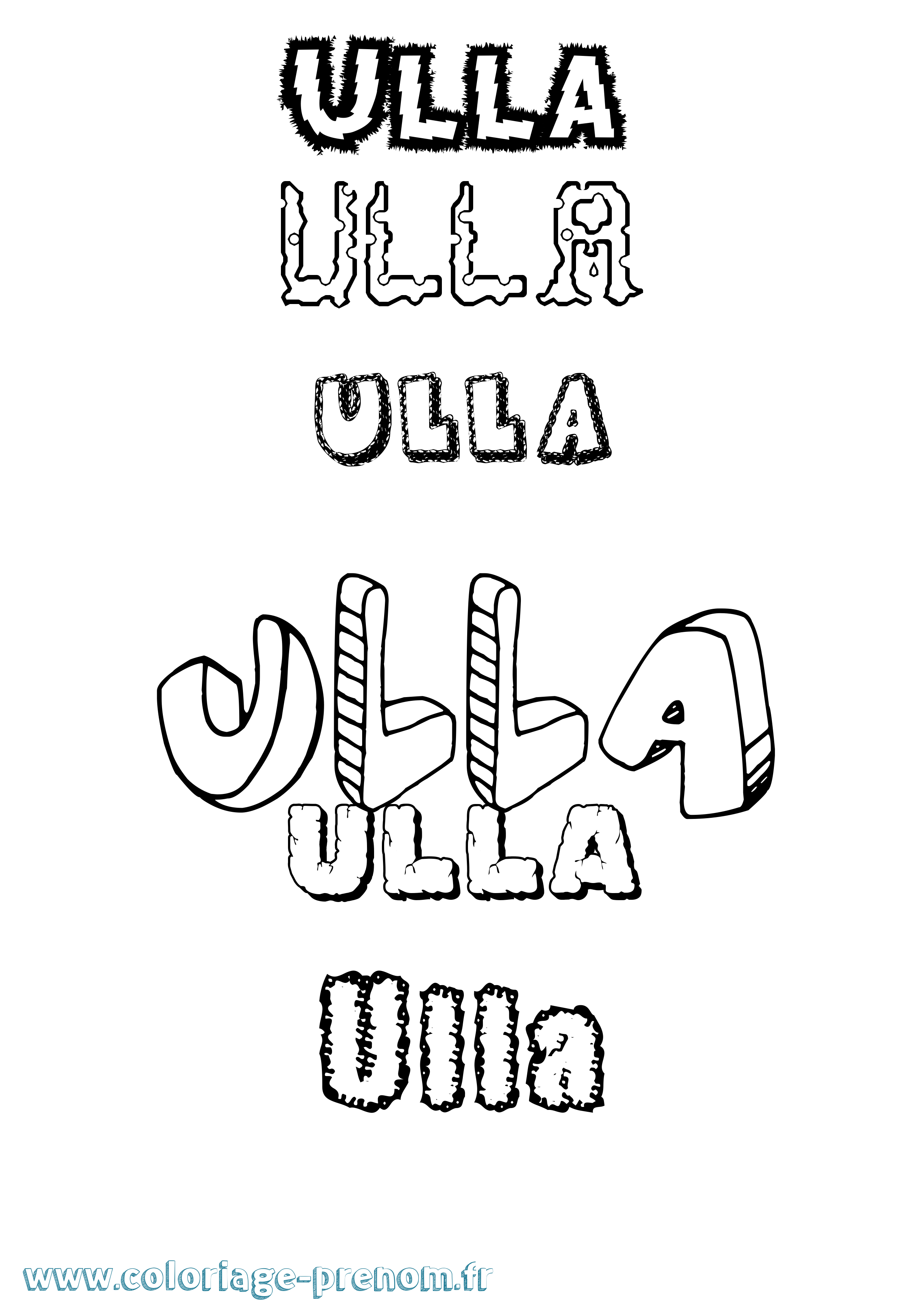 Coloriage prénom Ulla Destructuré